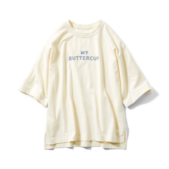 Live in  comfort | ５００色の色えんぴつ トルコオーガニックコットン 五分袖 Ｔシャツ 白 アイボリー