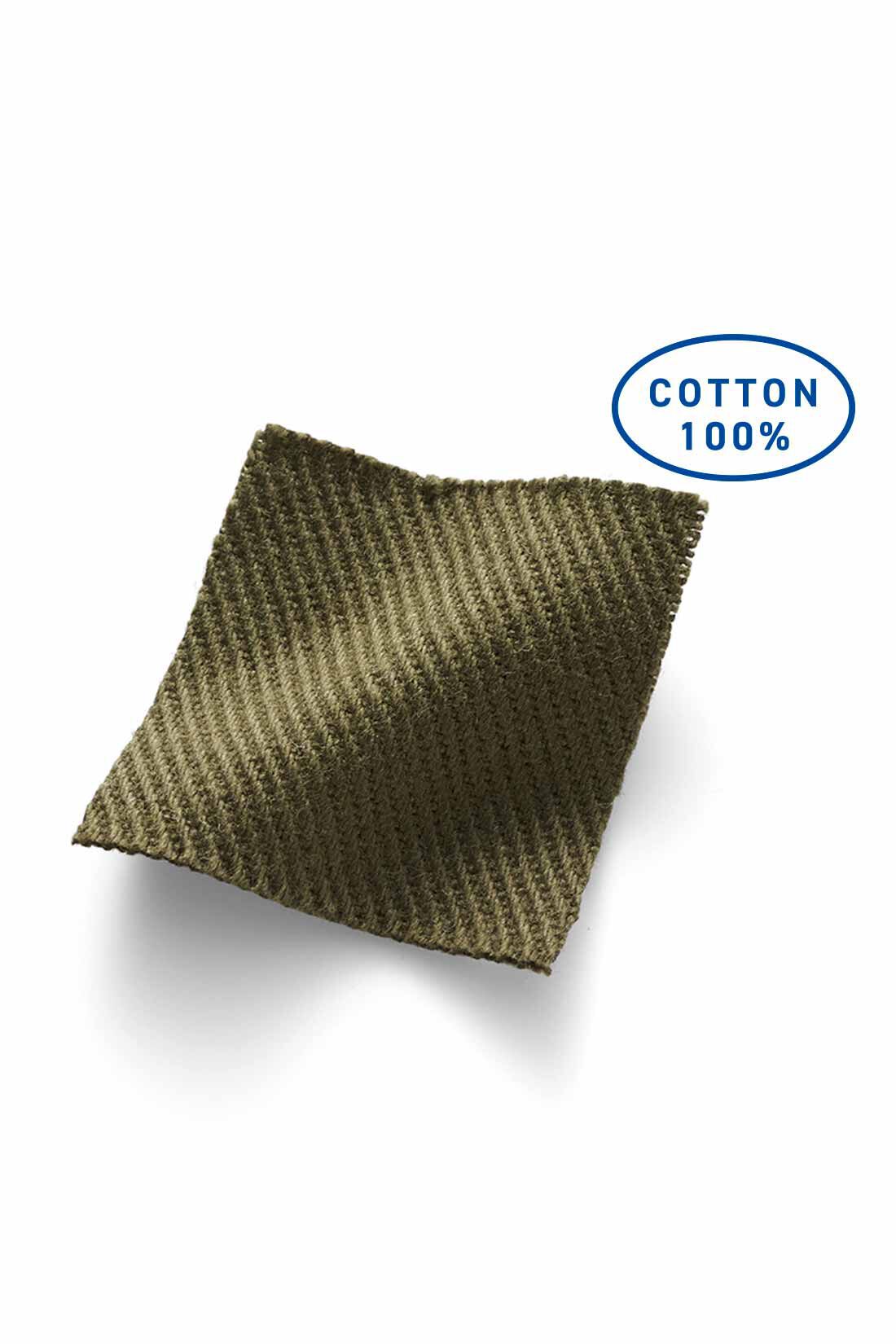 Live in  comfort|リブ イン コンフォート×ブルーデバードン タフさがうれしい しなやかコットンツイルワークパンツ〈カーキ〉|耐久性とやわらかさのバランスがちょうどいい、高密度に織り上げた綿100％素材。