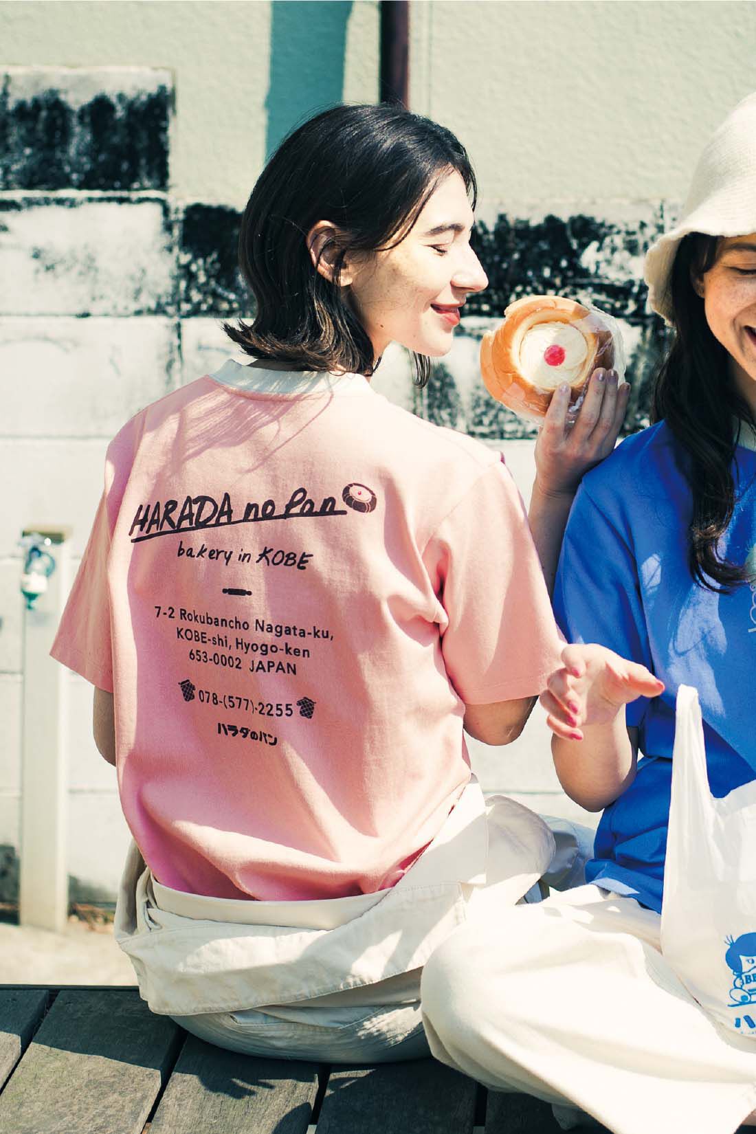 Live in  comfort|Live love cottonプロジェクト リブ イン コンフォート神戸のベーカリーハラダのパンさんとつくったオーガニックコットンのレトロかわいいTシャツ〈ジェイブルー〉