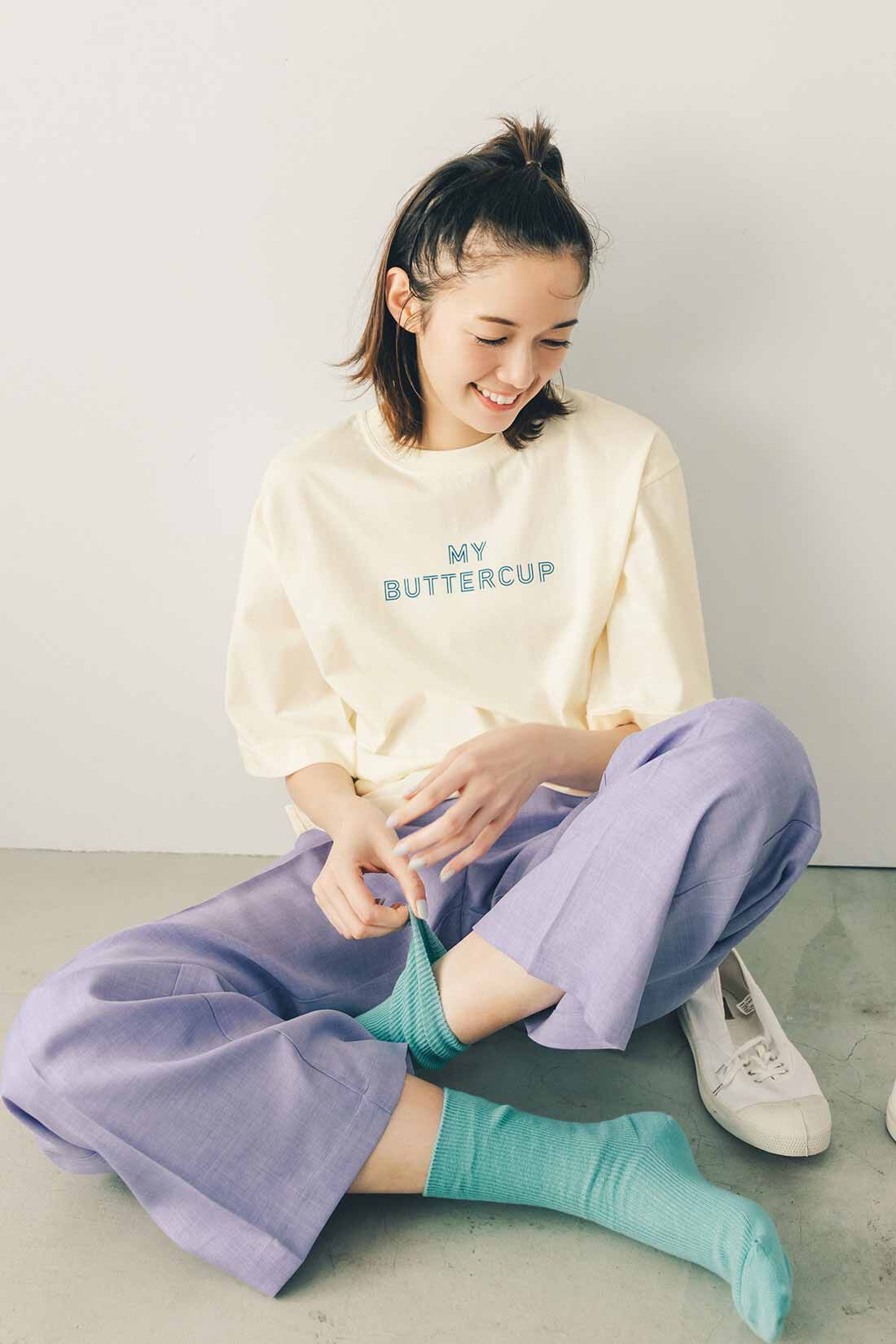 Live in  comfort|リブ イン コンフォート×500色の色えんぴつコラボ トルコオーガニックコットン五分袖Tシャツ【まとめ買いキャンペーン】