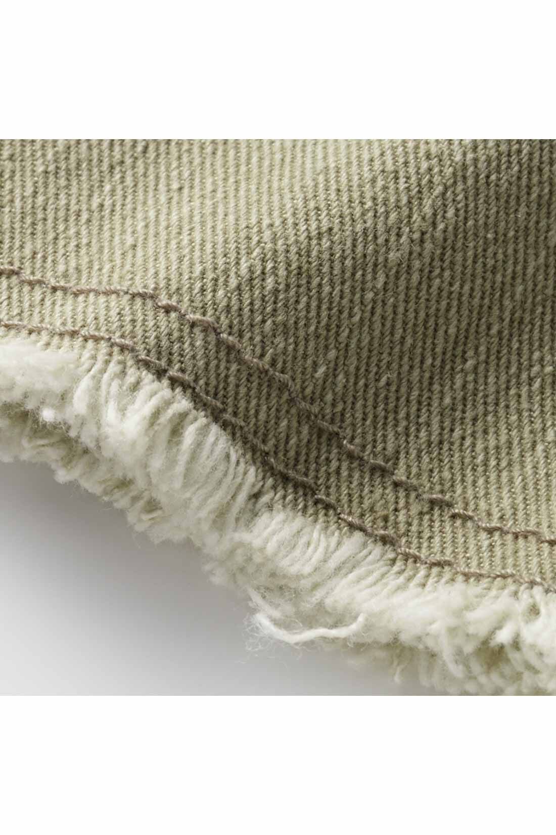 Live in comfort［リブインコンフォート］|リブ イン コンフォート　はき心地もカラーもやわらかな もちもちフリンジパンツ〈さくら〉|すそは切りっぱなし風のフリンジ仕様でこなれた印象。　※お届けするカラーとは異なります。