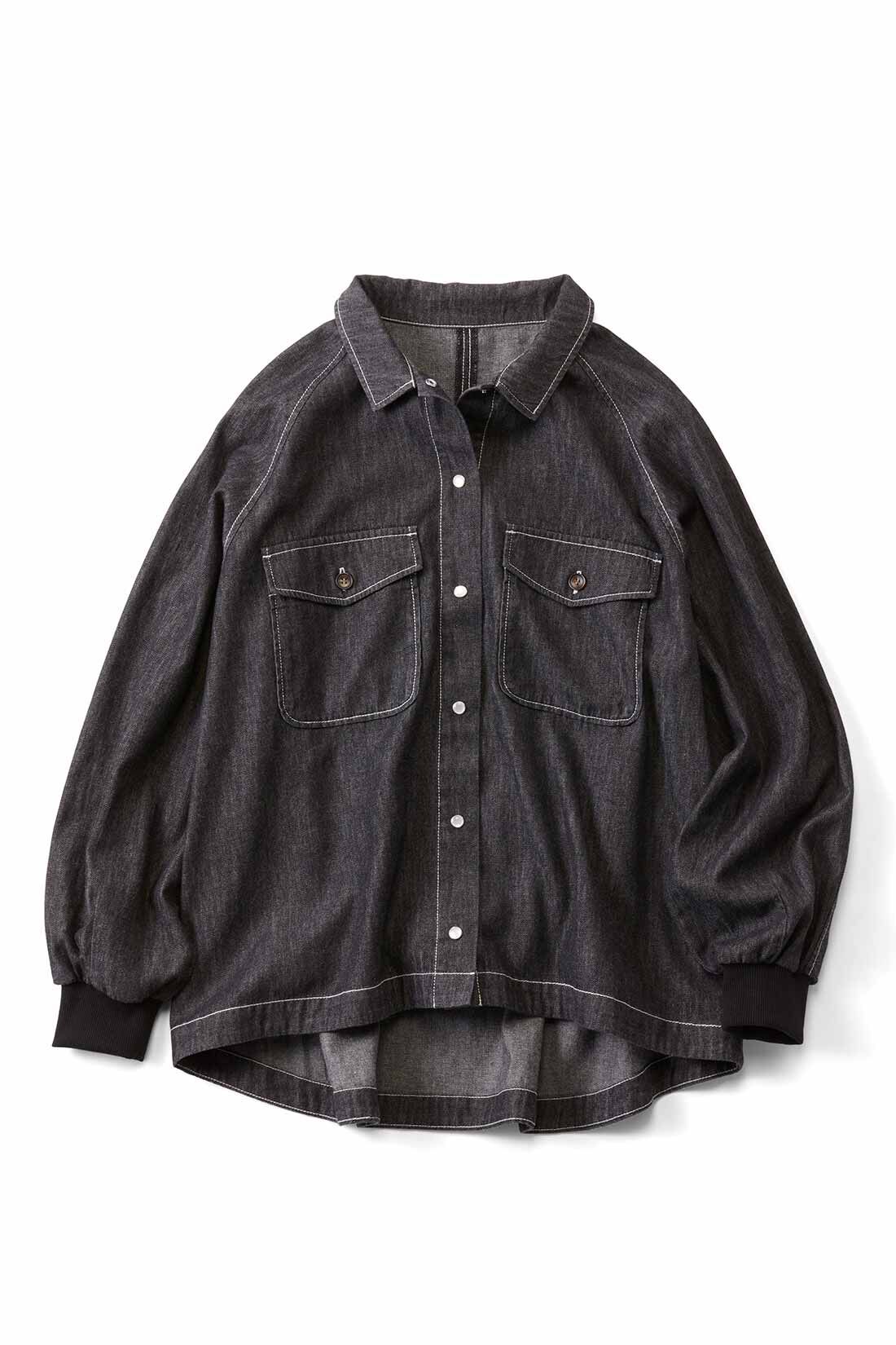 Live in comfort［リブインコンフォート］|リブ イン コンフォート ばさっとはおれる 軽やかコットンシャツジャケット 〈デニム〉|〈ブラックデニム〉