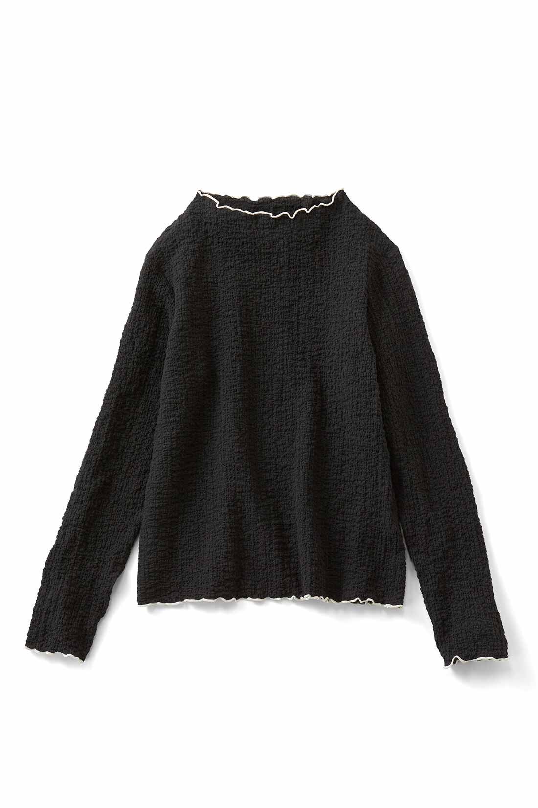 Live in comfort［リブインコンフォート］|リブ イン コンフォート　ちょい足しでオシャレ度アップ！ コットン混のぽこぽこトップス〈ブラック〉|ブラック
