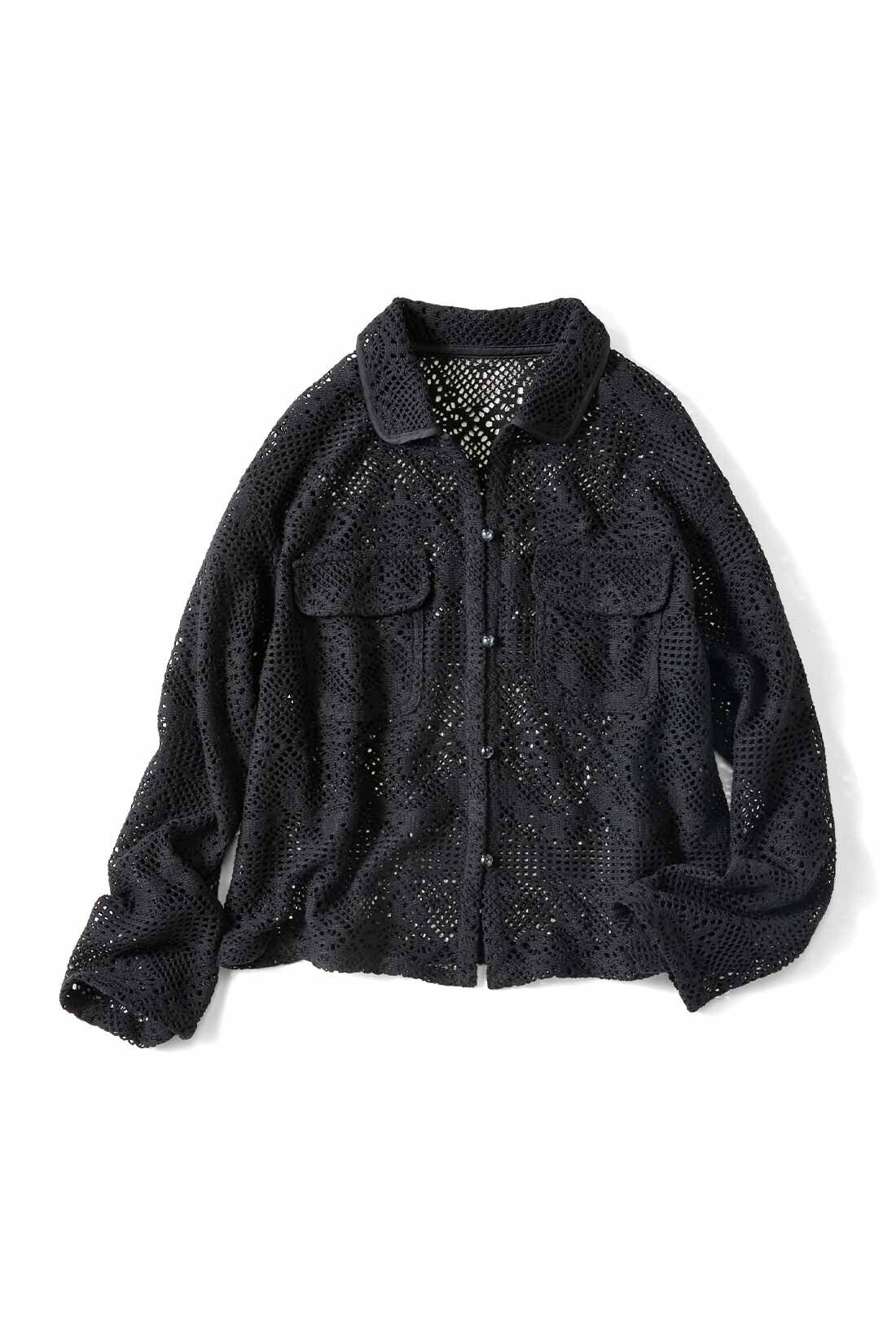 Live in comfort［リブインコンフォート］|リブ イン コンフォート くぼっち★とコラボ 大人の華やぎレースシャツジャケット〈ブラック〉