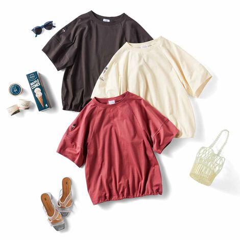 Live in  comfort | ハーロウ アイスクリーム 接触冷感 吸汗速乾 涼やか アイスコットン すそドロスト Ｔシャツ の会
