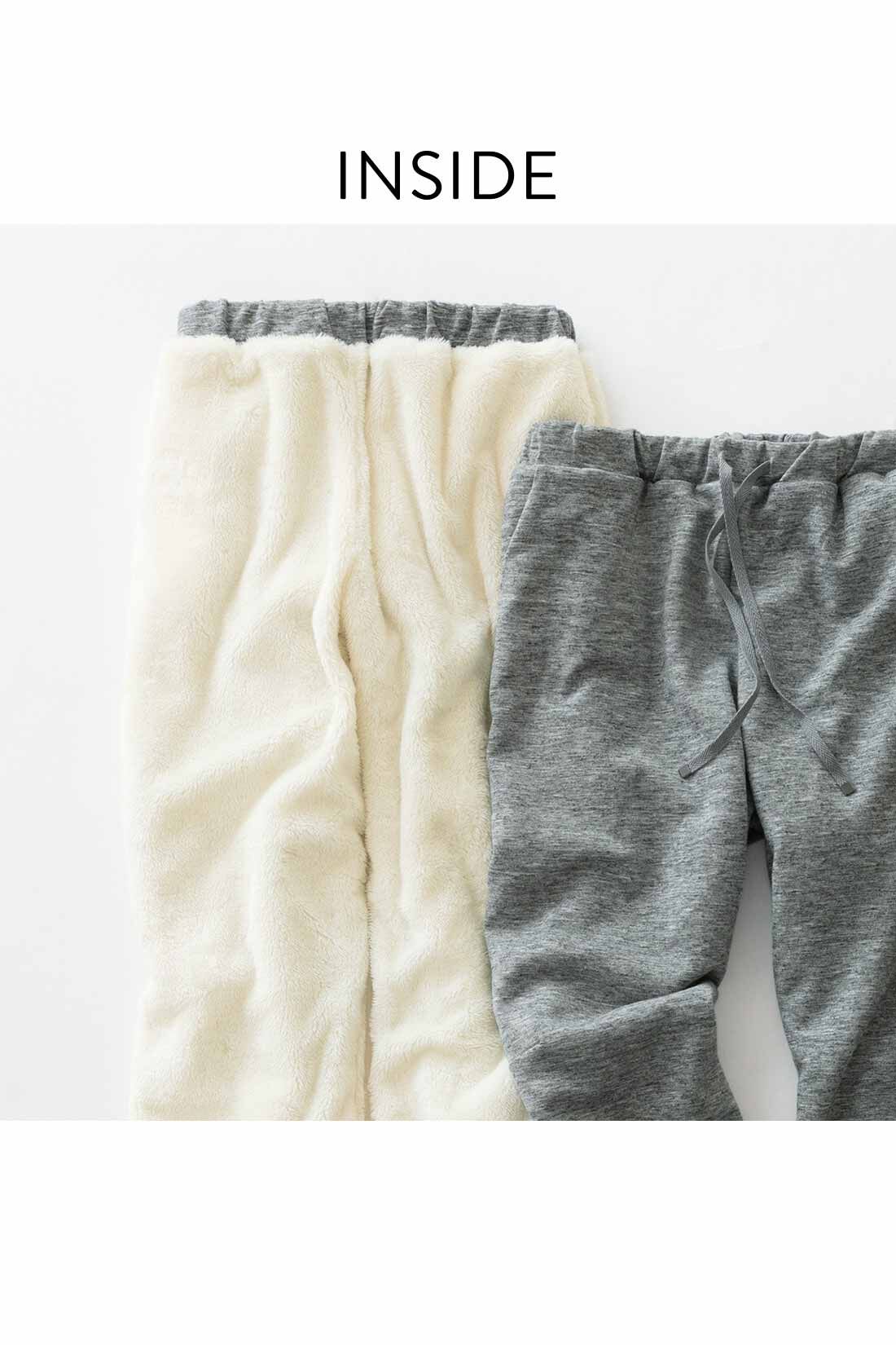 Live in comfort［リブインコンフォート］|リブ イン コンフォート 暖かさこたつ級！ 立体シルエットの裏ボアカットソーパンツ〈メンズ〉〈杢グレー〉
