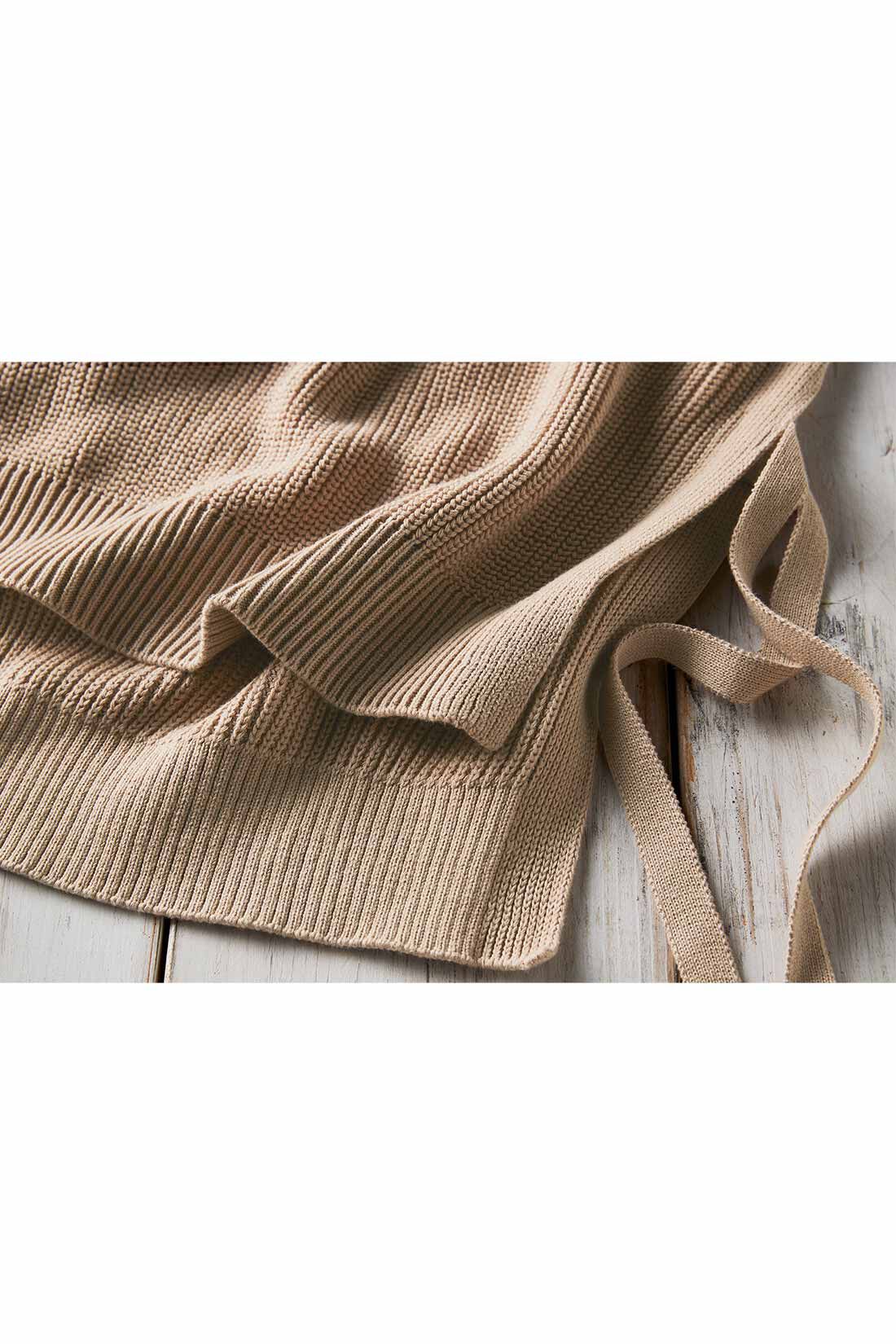 Live in comfort［リブインコンフォート］|リブ イン コンフォート Live love cotton（R）プロジェクト コーデをアップデートできる オーガニックコットンニットベスト〈ベージュ〉|インド産オーガニックコットン100％の糸でざっくりと編み立てた、ふっくらやさしいあぜ編みニットです。
