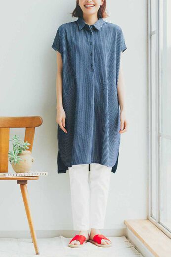 Live in  comfort | カットソー シャツ チュニック 〈ネイビー〉