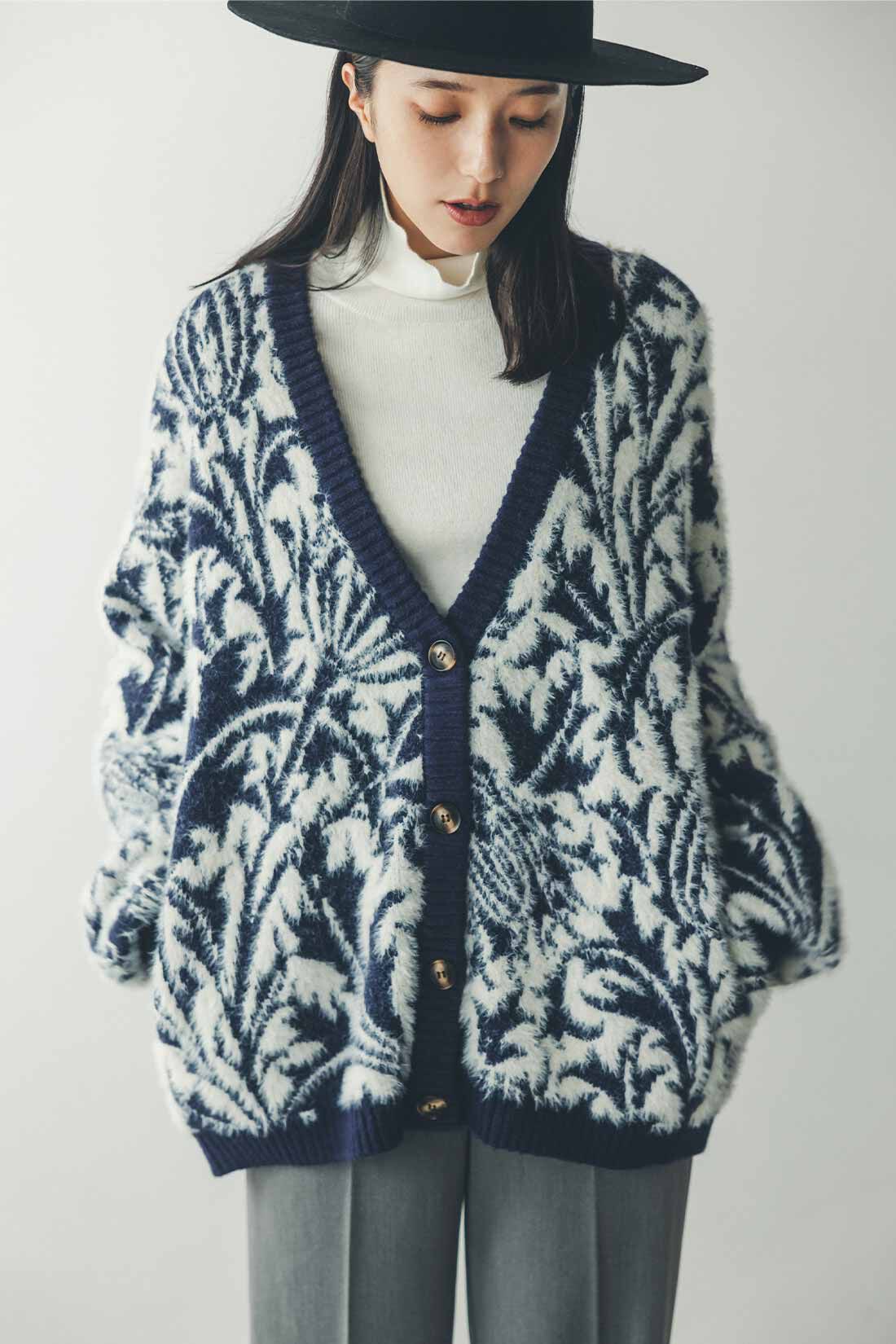 yae】2way glitter feather knit cordigan/2wayグリッター