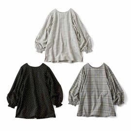 Live in  comfort | ネックギャザー 簡単に着られる ボリューム袖 ブラウス の会