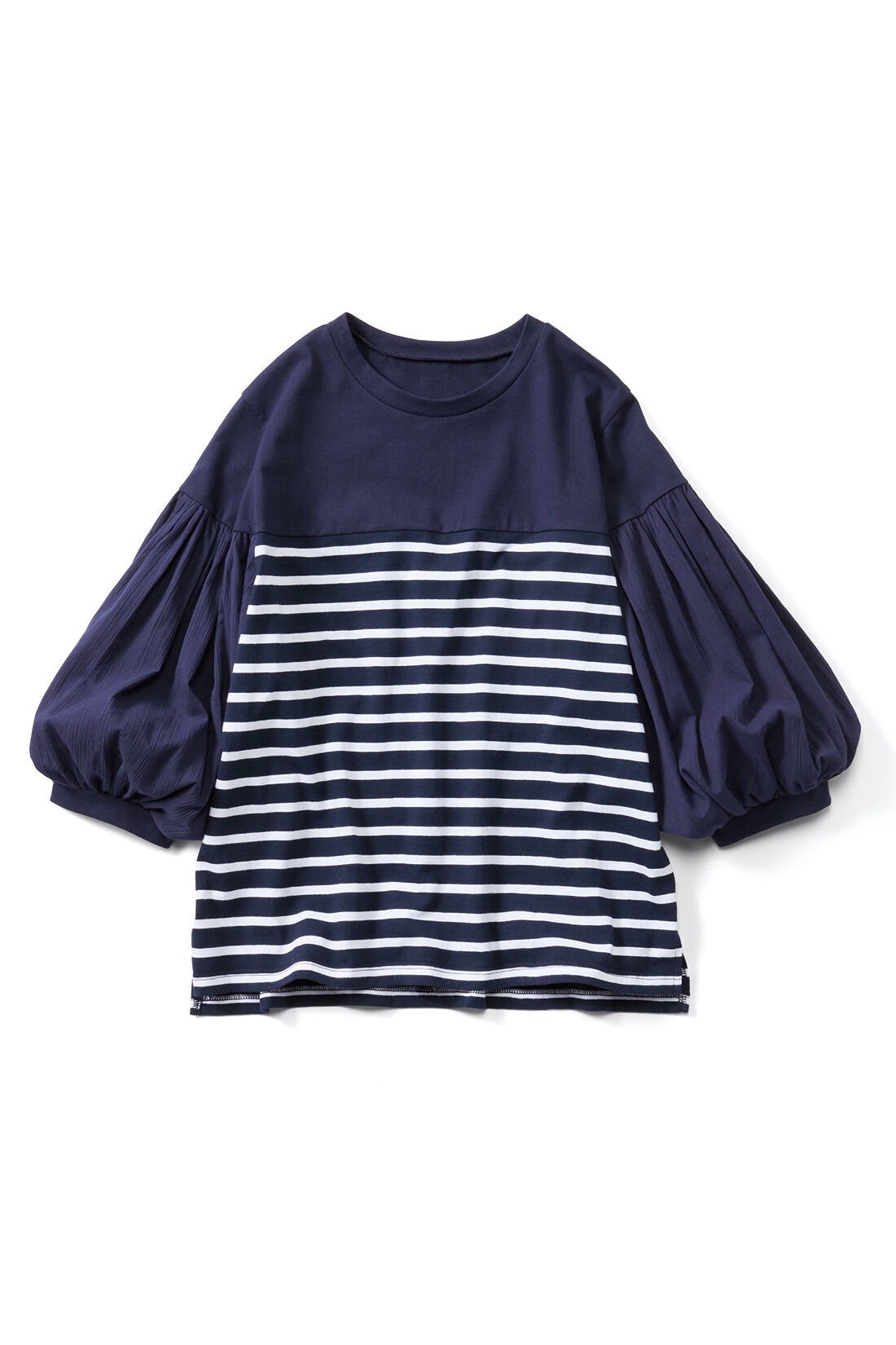 Live in comfort［リブインコンフォート］|Live love cotton（R）プロジェクト　リブ イン コンフォート　一枚でサマになる袖布はく ボーダートップス〈ネイビー×ホワイト〉|ネイビー×ホワイト