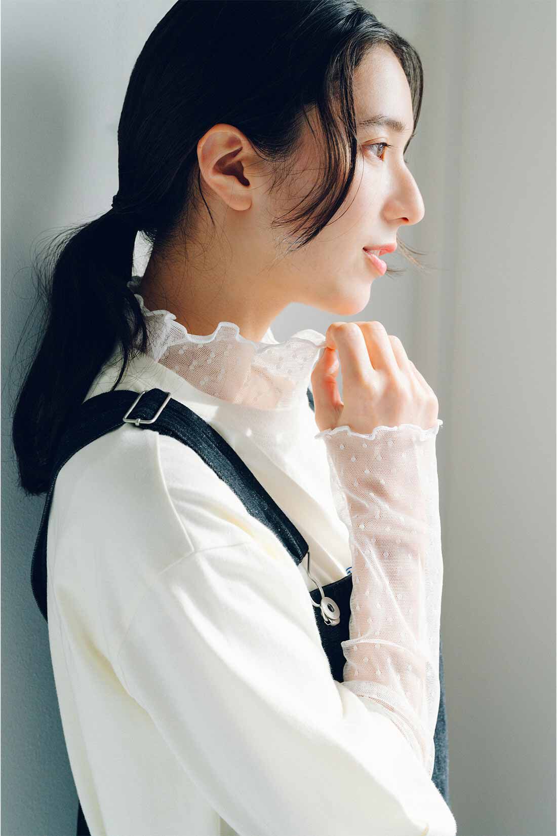 Live in comfort［リブインコンフォート］|リブ イン コンフォート 重ね着が素敵に華やぐ ドットチュール切り替えカットソートップスの会