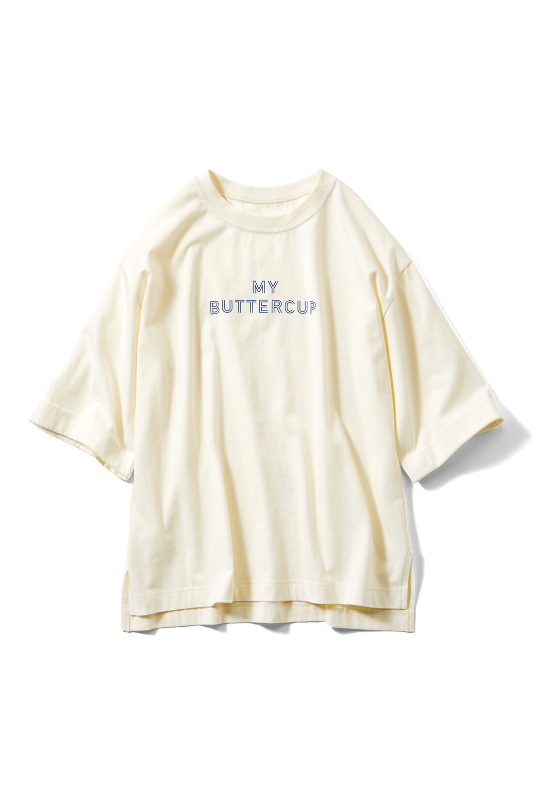 Live in  comfort|リブ イン コンフォート×500色の色えんぴつコラボ トルコオーガニックコットン五分袖Tシャツ【まとめ買いキャンペーン】|〈ホワイトクリーム〉MY BUTTERCUP　ふんわり＆こってり、甘くてとろけるホイップバター色