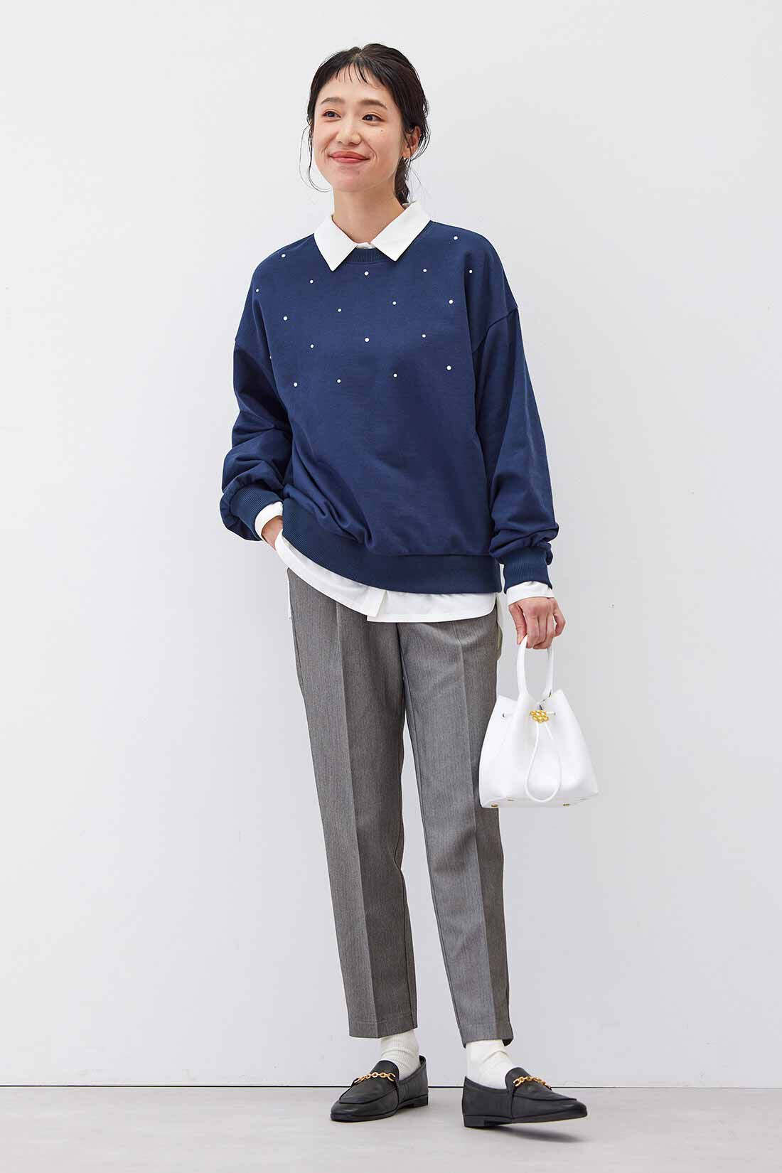 Live in  comfort|リブ イン コンフォート　オンでもオフでも週7活躍！ きれいだねパンツ〈テーパード〉〈グレーヘリンボーン〉