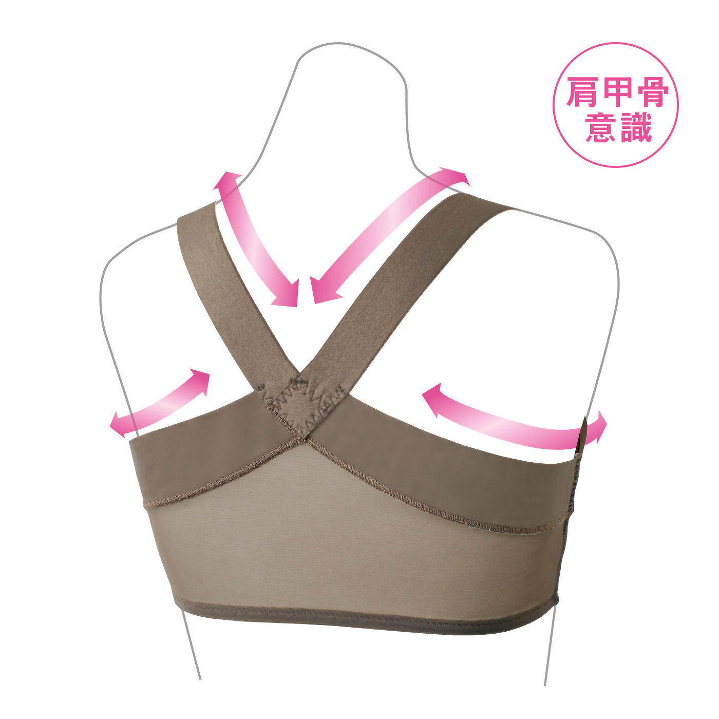 flufeel［フラフィール］|肩甲骨をらくらく意識で背筋ピン！ ノンワイヤーヨガ気分ブラ〈吸汗速乾／フロントオープン〉の会|【背面】ゴム&パワーネットベルトで美姿勢意識が持続。背中全体は、パワーネットで安定感抜群。わきから背中にかけては、幅広の二重パワーネット。背中のお肉の段差が出にくい仕様で、後ろ姿がさらにすっきり。