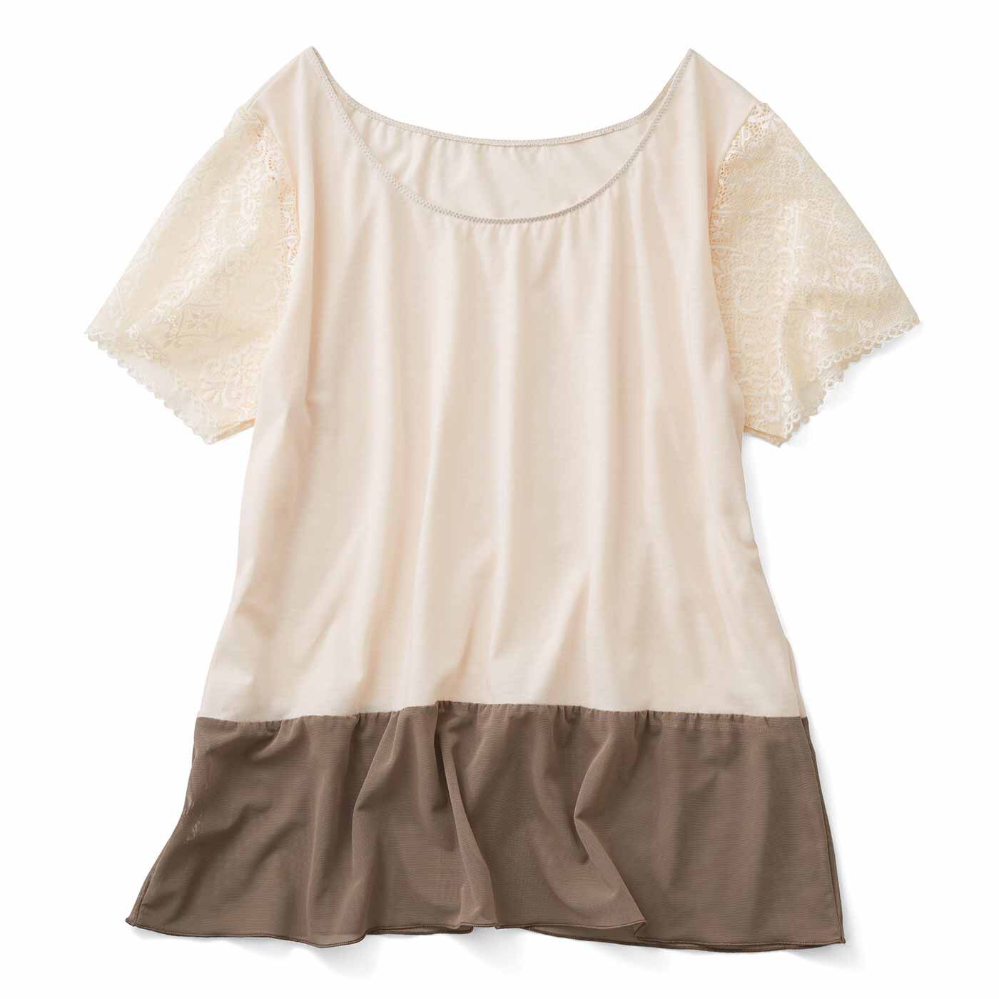 flufeel［フラフィール］|flufeel Resort Edition クロダレースを贅沢（ぜいたく）にあしらった 袖見せランジェリートップスの会|〈シェルホワイト〉