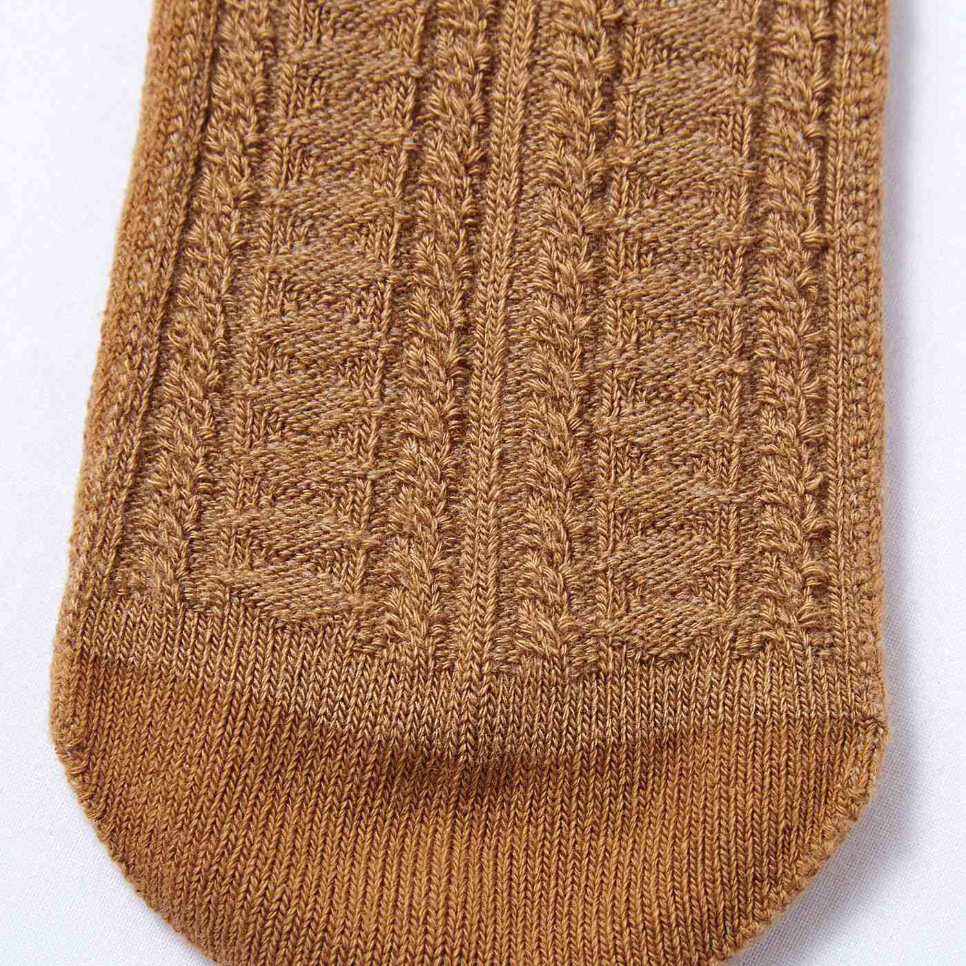 flufeel|アロエ保湿加工の糸で編み立てた　とろり滑らかタッチな基礎化粧ソックスの会|アラン風の縦柄編みで印象すっきり。