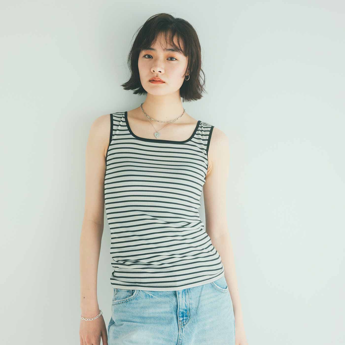 flufeel［フラフィール］|秘密のシェイプですっきり 計算された知的見え ボーダー柄ブラタンクの会