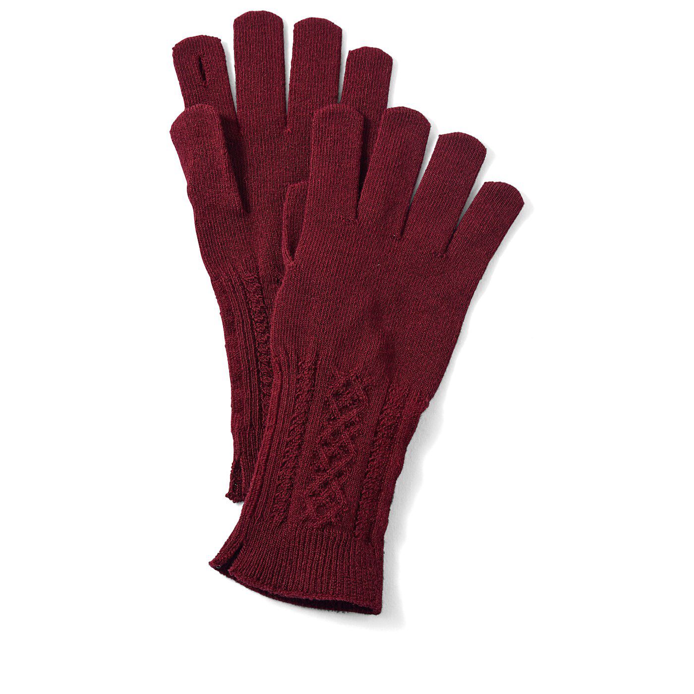 flufeel|アロエ保湿加工の糸で編み立てた　とろり滑らかタッチな基礎化粧手袋の会|〈バーガンディー〉