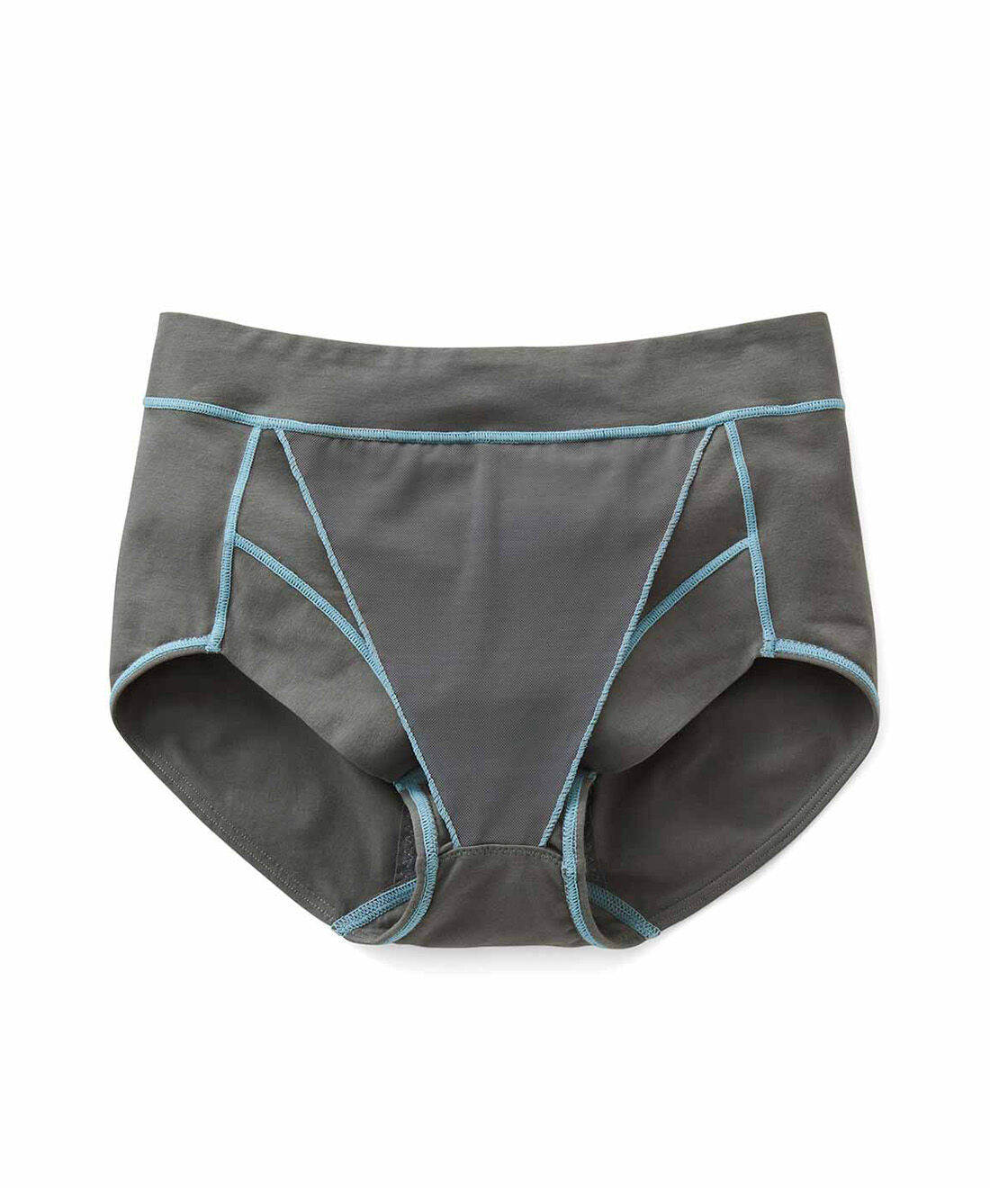 flufeel|骨盤底筋引き上げサポート 肌当たりも考えた バイカラー綿混ショーツの会|〈グレー×ブルー〉