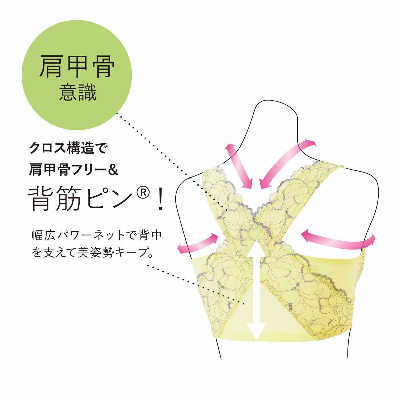 flufeel［フラフィール］|肩甲骨をらくらく意識で背筋ピン！ ヨガ気分ブラ〈フローラルレース〉の会|BACK