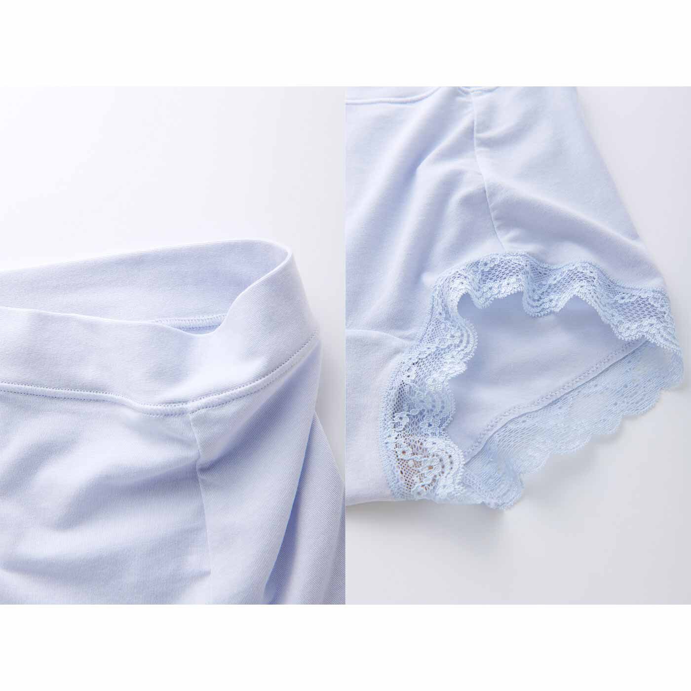 flufeel［フラフィール］|とろけるような肌心地 若胸もかなえるブラキャミ＆ショーツ〈LL・3L/クリアカラー〉の会|脚口とウエストは締め付けにくい構造に。生地を最大限に生かした、はき心地のよさを追求しました。