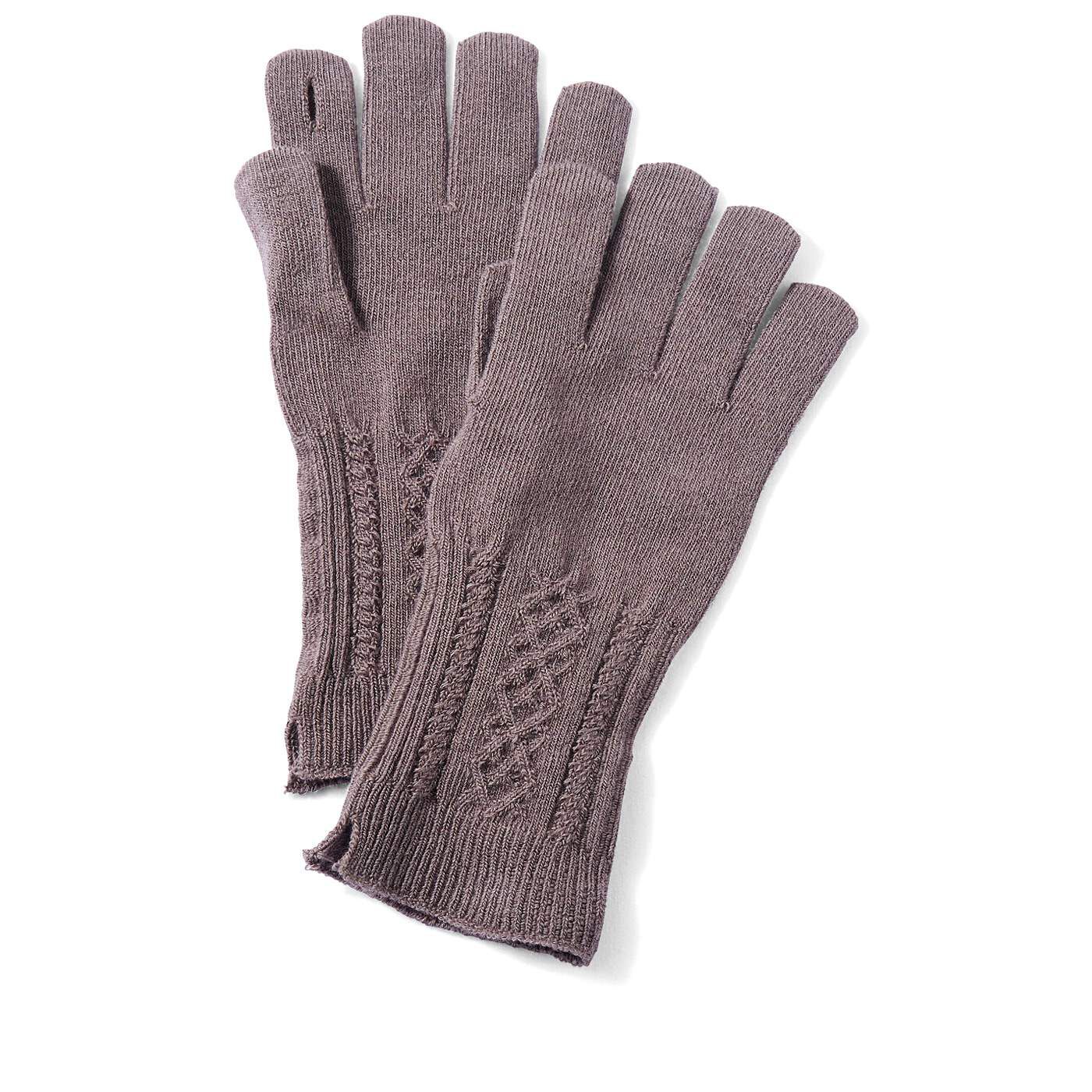 flufeel|アロエ保湿加工の糸で編み立てた　とろり滑らかタッチな基礎化粧手袋の会|〈グレージュ〉