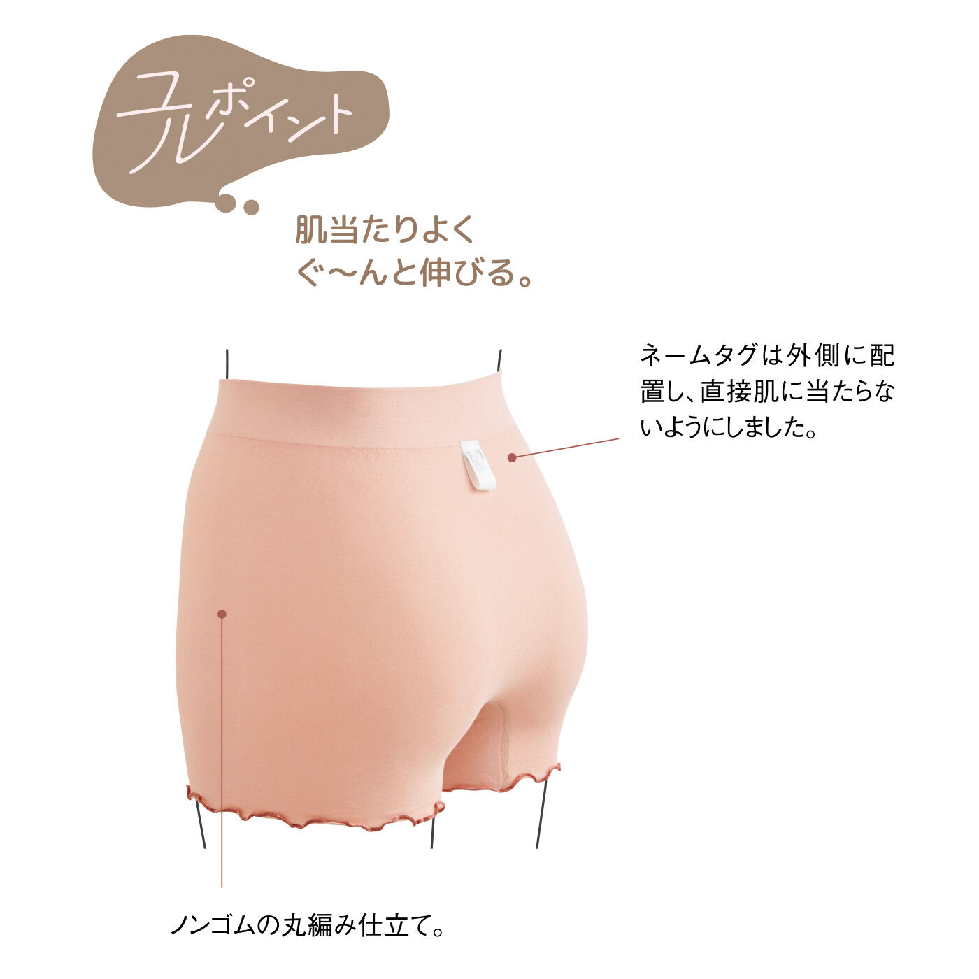 flufeel［フラフィール］|ユルセルフ はいてるのを忘れそうな解放感 ぐんぐん伸びる やわらか一分丈ショーツの会