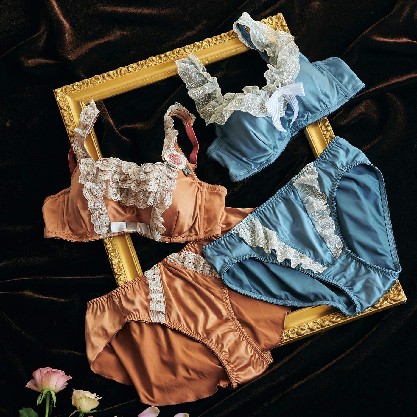 flufeel|flufeel×ミュージアム部　ロココ時代の名画を体験　マリー・アントワネットのドレスをイメージしたブラ＆ショーツ|ブラジャーのカップや補整力はそのままに、ポンパドゥール夫人をイメージしたブラ＆ショーツもご用意しています。