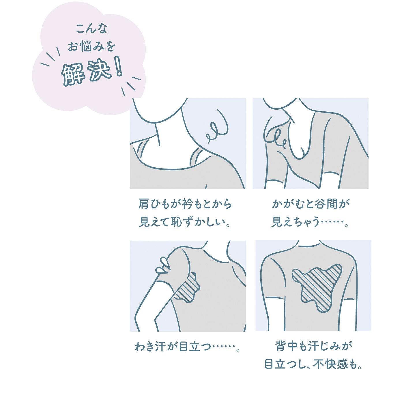 flufeel［フラフィール］|肩ひも・谷間のチラ見え防止！　わき・背中汗もカバーで安心　吸汗速乾ブラインナーの会