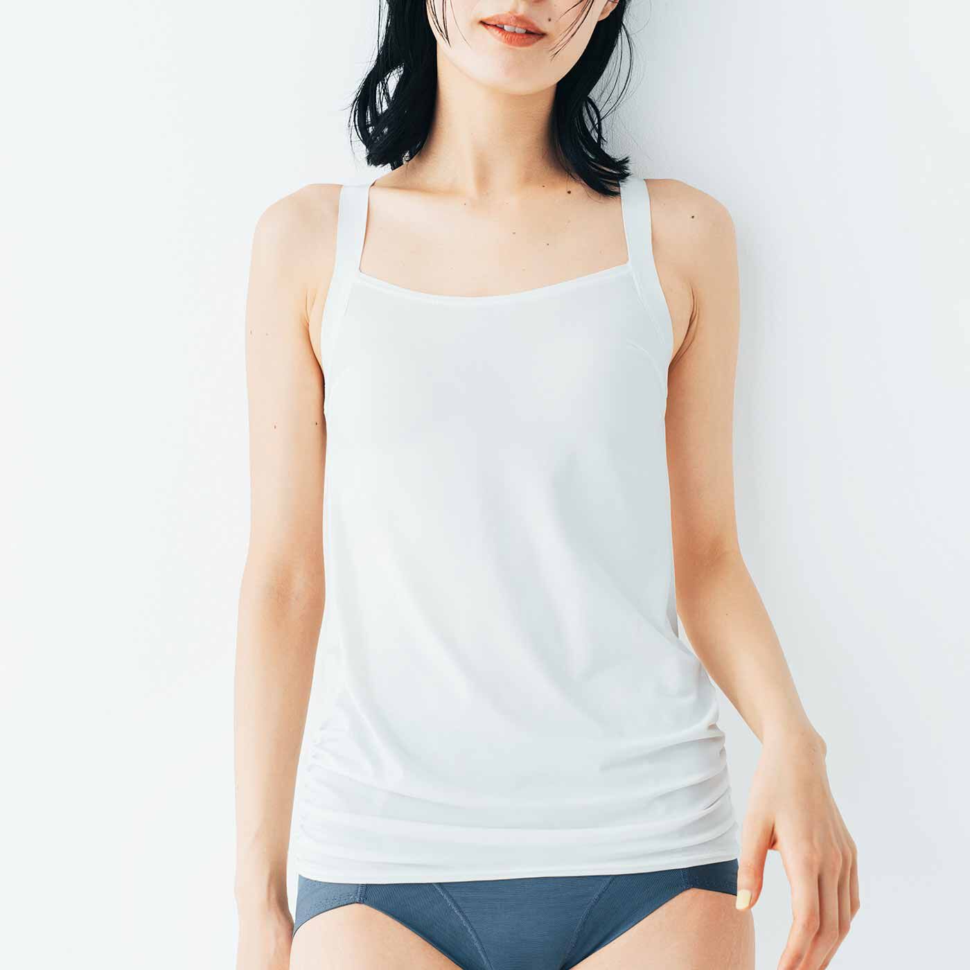 肩甲骨をらくらく意識で背筋ピン！ ノンワイヤーヨガ気分ブラインナー〈ストレッチストラップ/ホワイト〉の会｜キャミソール・タンクトップ｜トップス｜ レディースファッション｜下着・ランジェリー・インナー・美容雑貨の通販｜flufeel