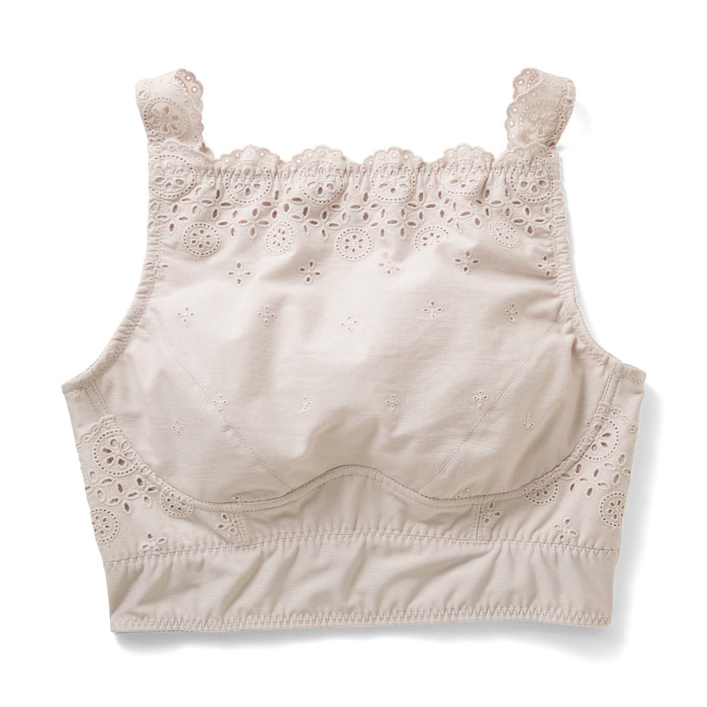 flufeel|ボリュームおさえて フラットブラ〈コットンレース〉の会|〈ライトベージュ〉