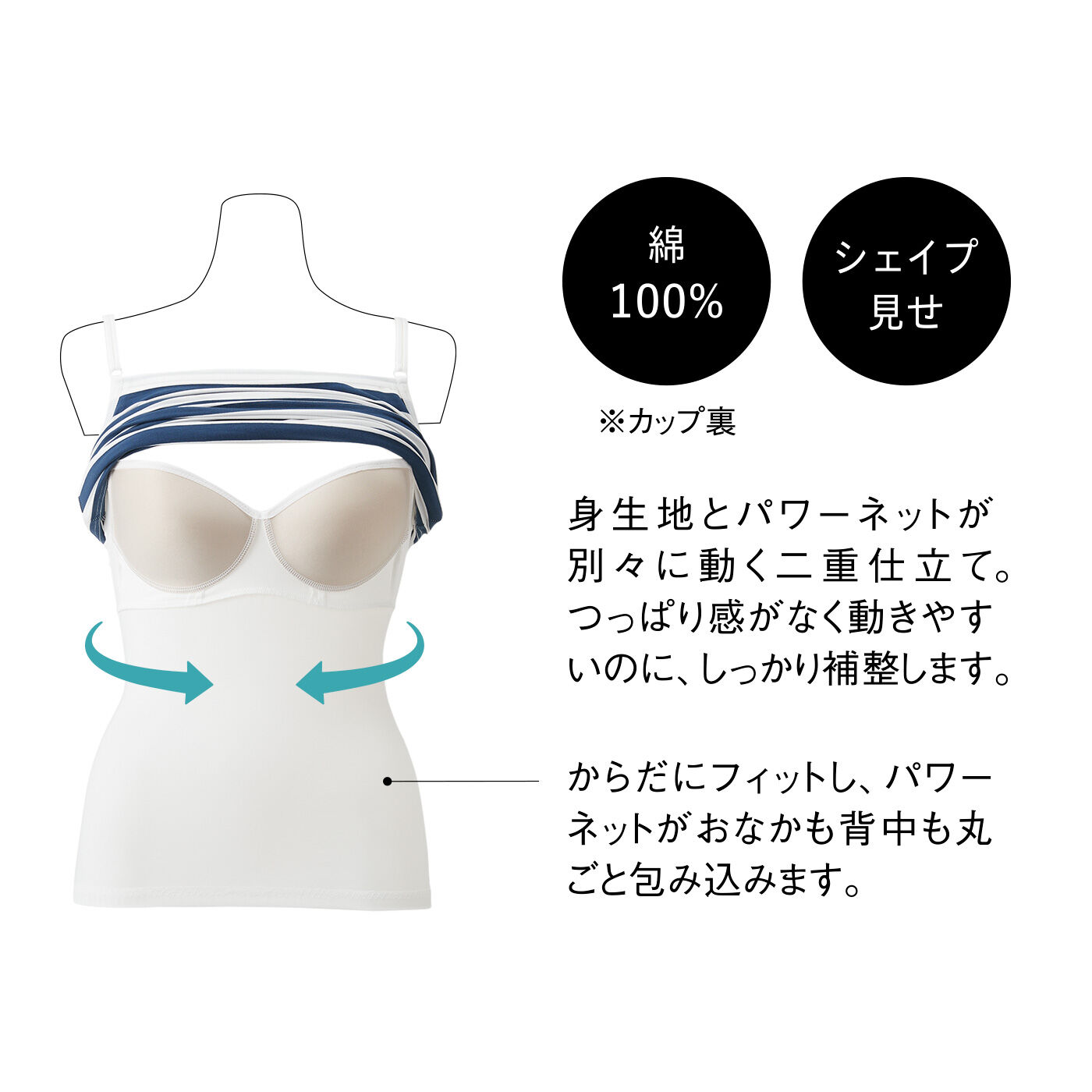 flufeel［フラフィール］|気になるぷよ肉 密やかにシェイプ 知的な印象に格上げ ボーダー柄ブラキャミ＆ショーツの会