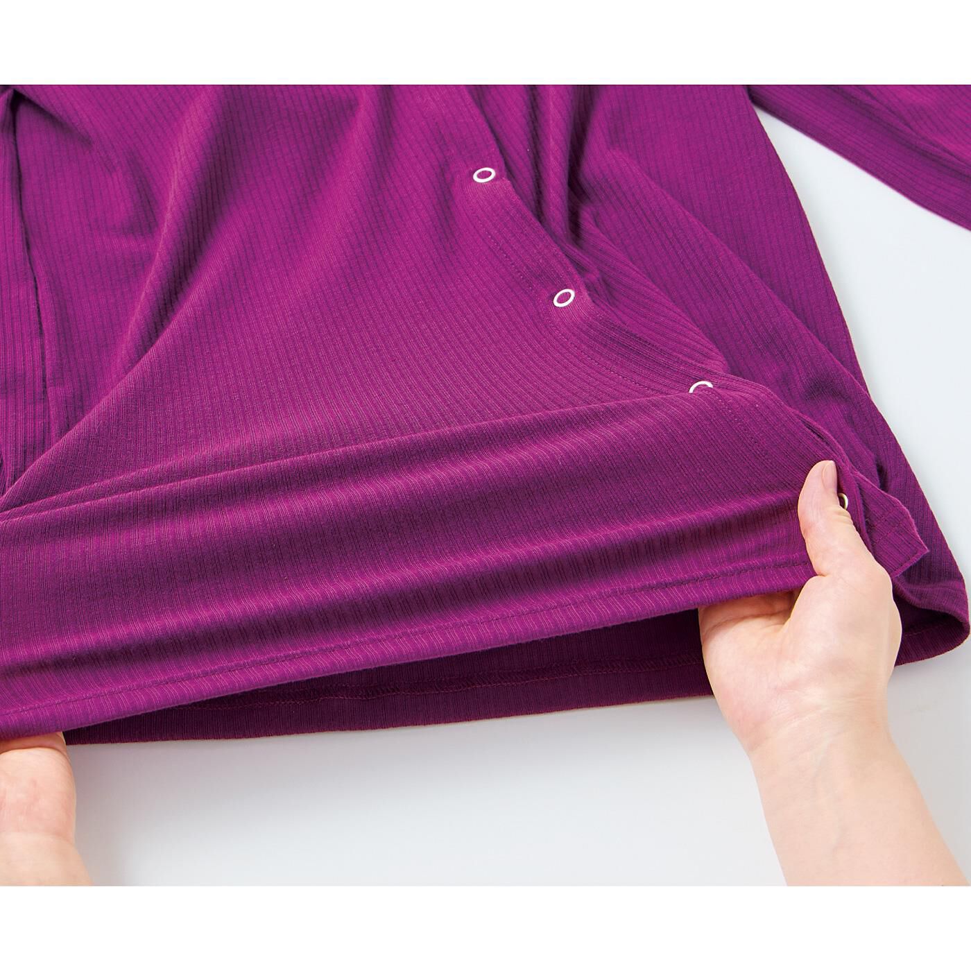 flufeel［フラフィール］|前開きで着脱らくに　締め付け知らずの長袖ブラインナーの会|伸びのよいリブ素材で動きを邪魔せずやさしくフィット。