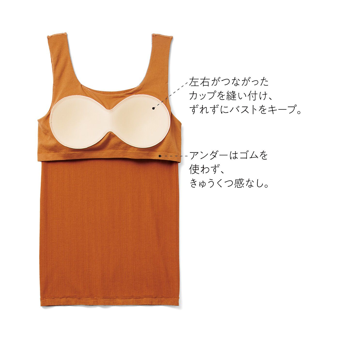 flufeel|ユルセルフ　何もしたくない日の味方　カップ出し入れ不要　リブ編みブラタンクの会