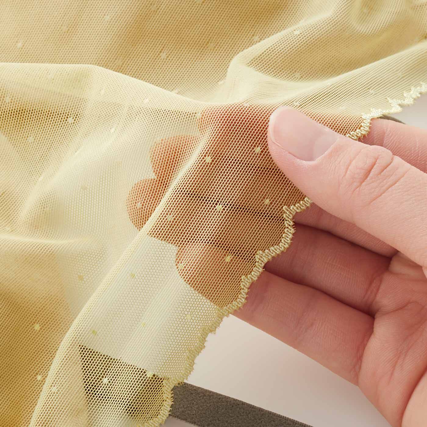 flufeel|澄んだ透明感 すーっとなじむ着け心地が軽やかな基礎化粧ブラの会|繊細なドットがかわいい、薄くて透明感のあるレース。