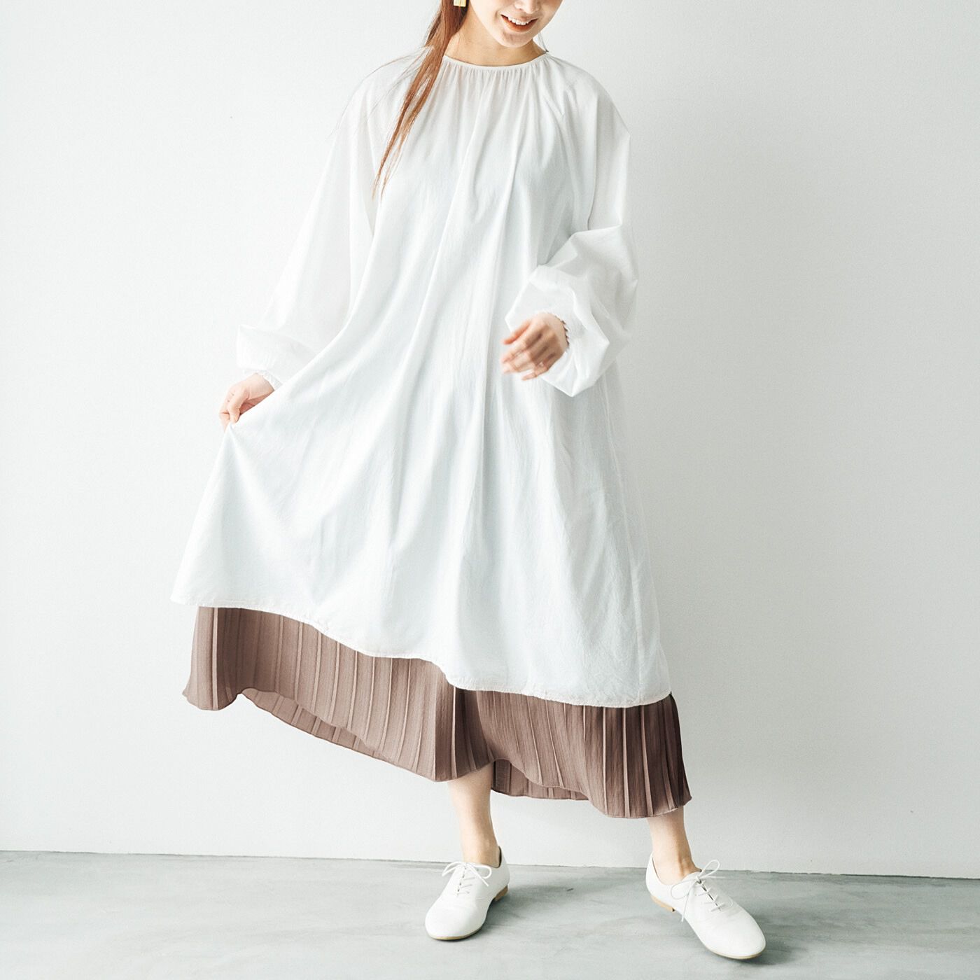 flufeel［フラフィール］|軽やかにプリーツゆらめく　着こなし２-WAY 重ね着インナーワンピース〈3L～6L〉の会