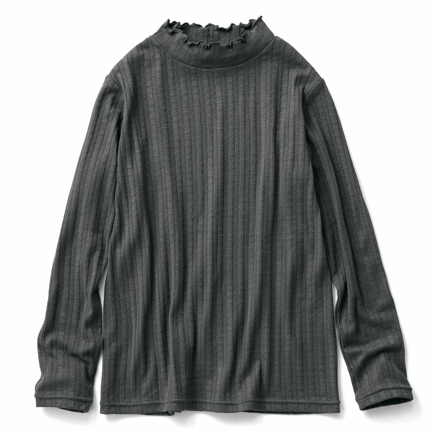 flufeel|レースのような編地にほっこりする　ふんわり起毛ハイネックインナーの会|〈チャコール〉