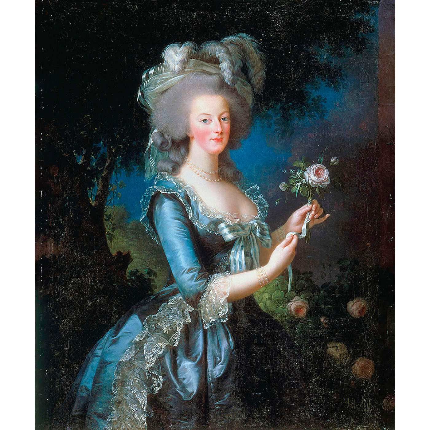 flufeel|flufeel×ミュージアム部　ロココ時代の名画を体験　マリー・アントワネットのドレスをイメージしたブラ＆ショーツ|描かれているのは、フランス王妃マリー・アントワネットが、ロココ時代のドレスに身を包んだ気品ある姿。当時は珍しい女流画家、エリザベート＝ルイーズ・ヴィジェ＝ルブランの作品で、ヴェルサイユ宮殿に所蔵されています。
