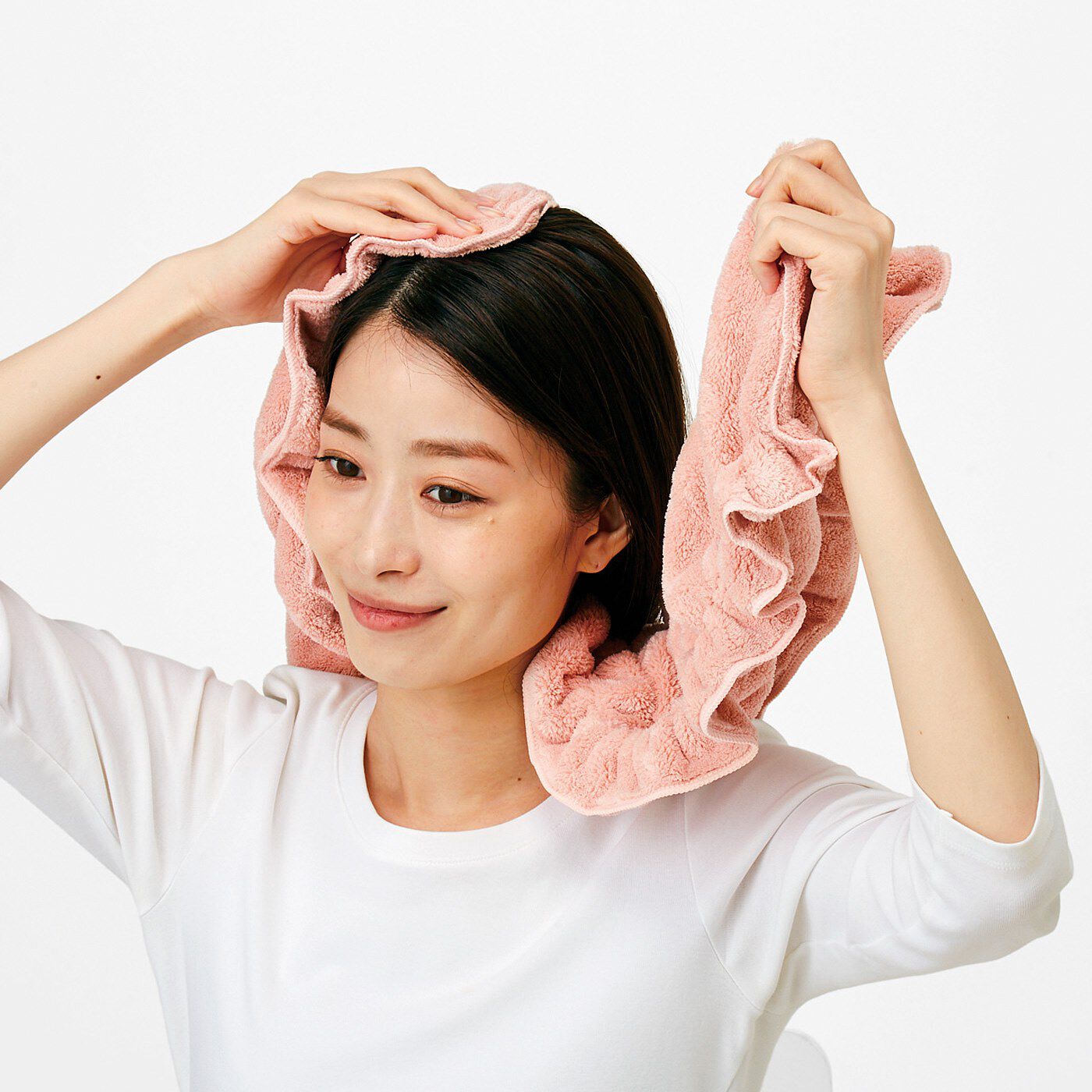 flufeel［フラフィール］|しっかり吸水！ 巻くだけピタッ！　ロングヘアドライタオル〈ピンク〉の会