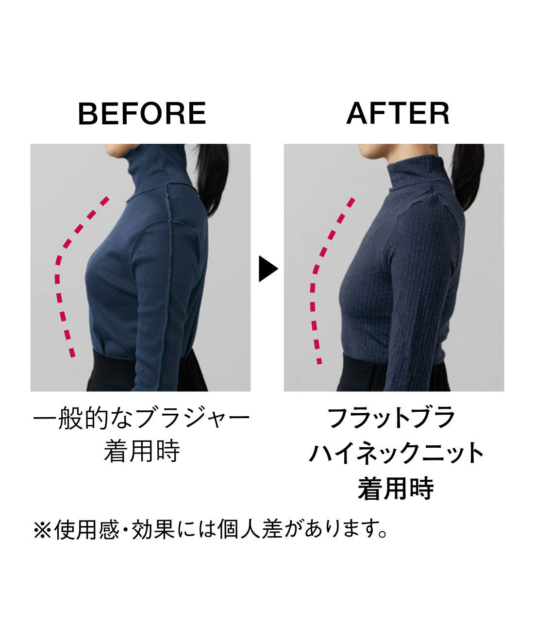 flufeel［フラフィール］|1枚で着ぶくれ知らず バストのボリュームをおさえて フラットブラ ハイネックニット〈ソフト〉の会