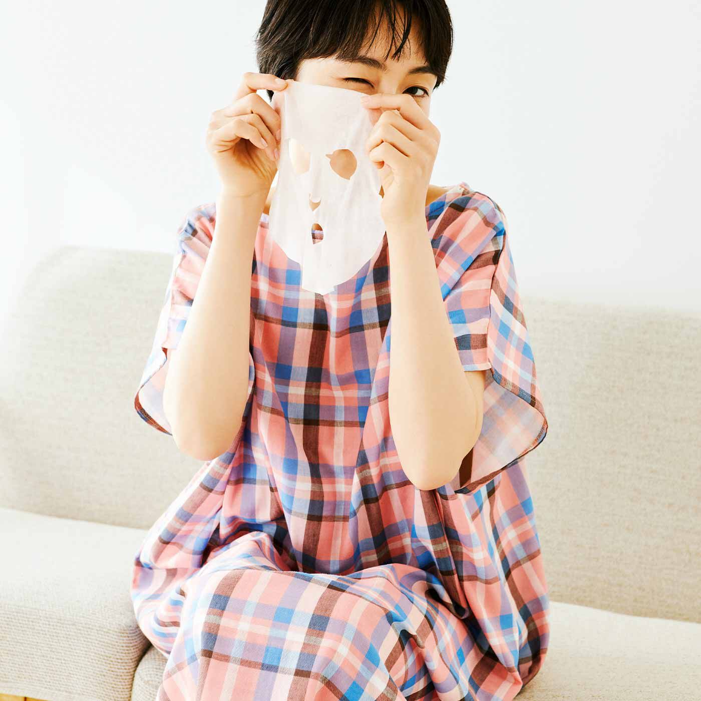 flufeel|お風呂上がりから寝るまでさわやか　ダブルガーゼが心地いい　着るバスタオル〈フレッシュチェック/ロング〉の会