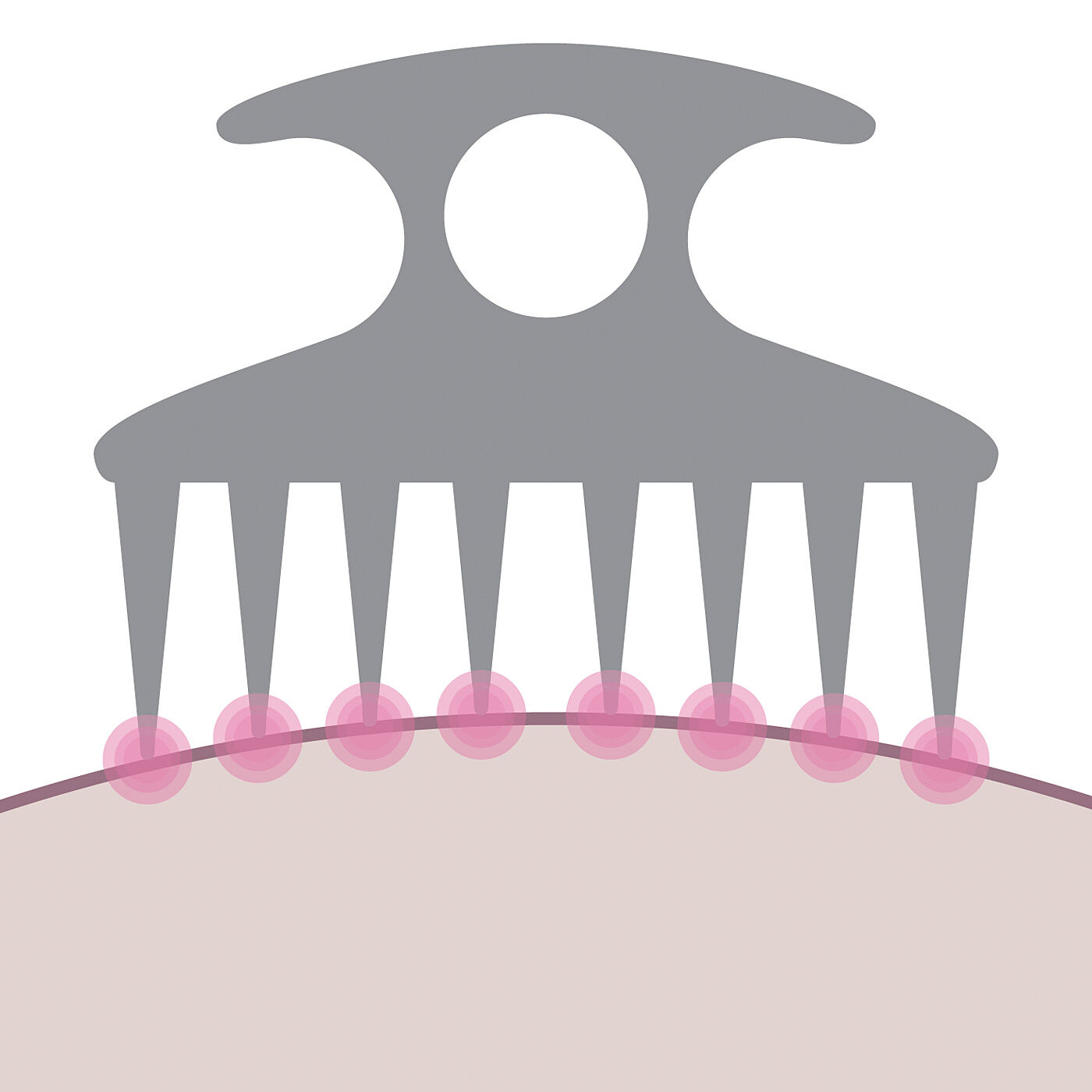 flufeel［フラフィール］|長い毛先で地肌に届く　しっかり刺激の抗菌シャンプーブラシ〈ハードタイプ〉の会|POINT-4〈頭皮にフィット〉カーブした毛並びで気持ちよく届く