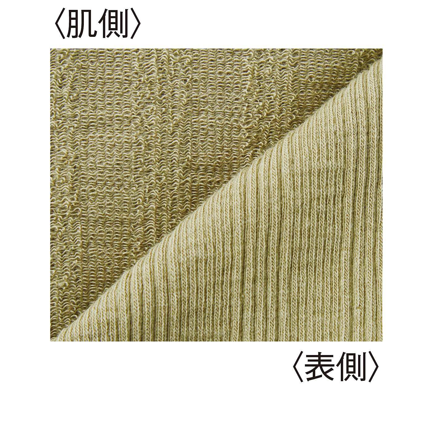 flufeel［フラフィール］|おなかまわりにのびのびフィット　ふんわり裏パイルのリブ編み風タンクトップの会|表側はランダムリブ風編み、肌側はふんわりパイル仕立て。