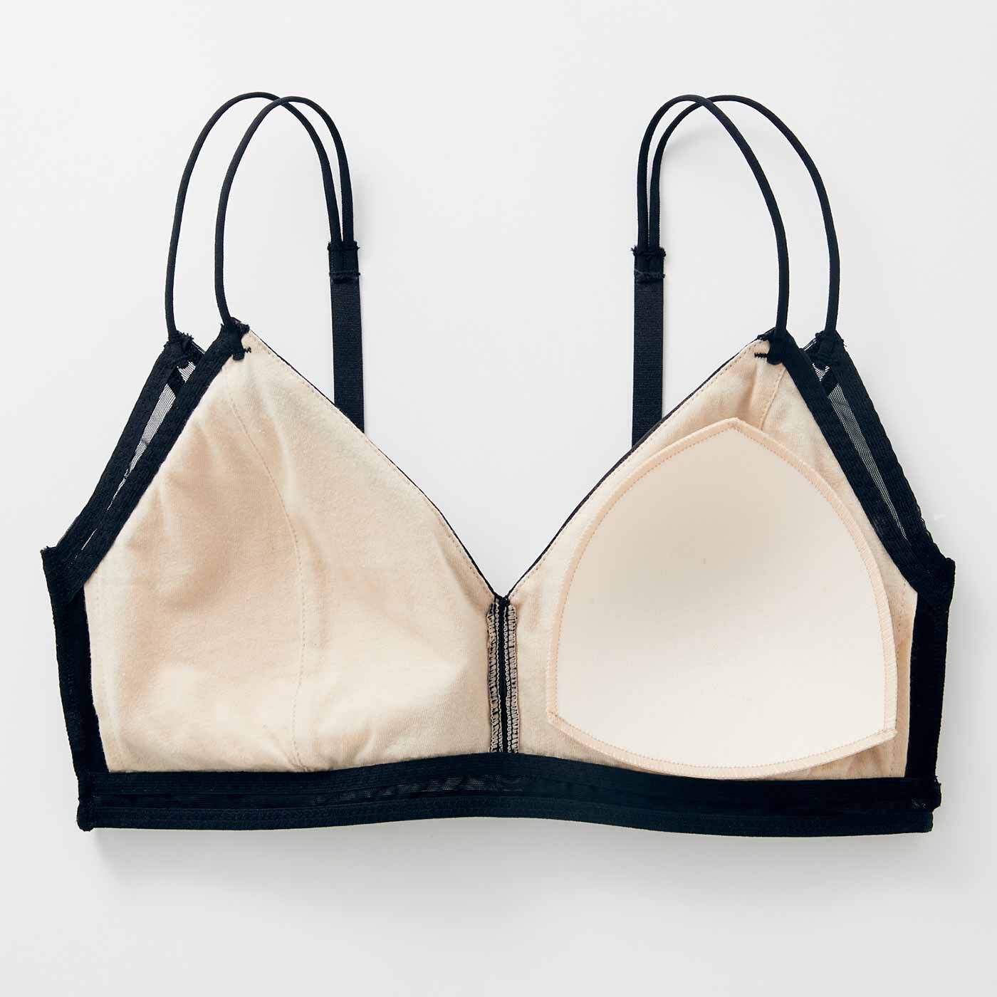 flufeel［フラフィール］|MEDE19F×flufeel シンプルモードブラ＆ショーツの会〈ブラック〉|カップ裏は綿100％。