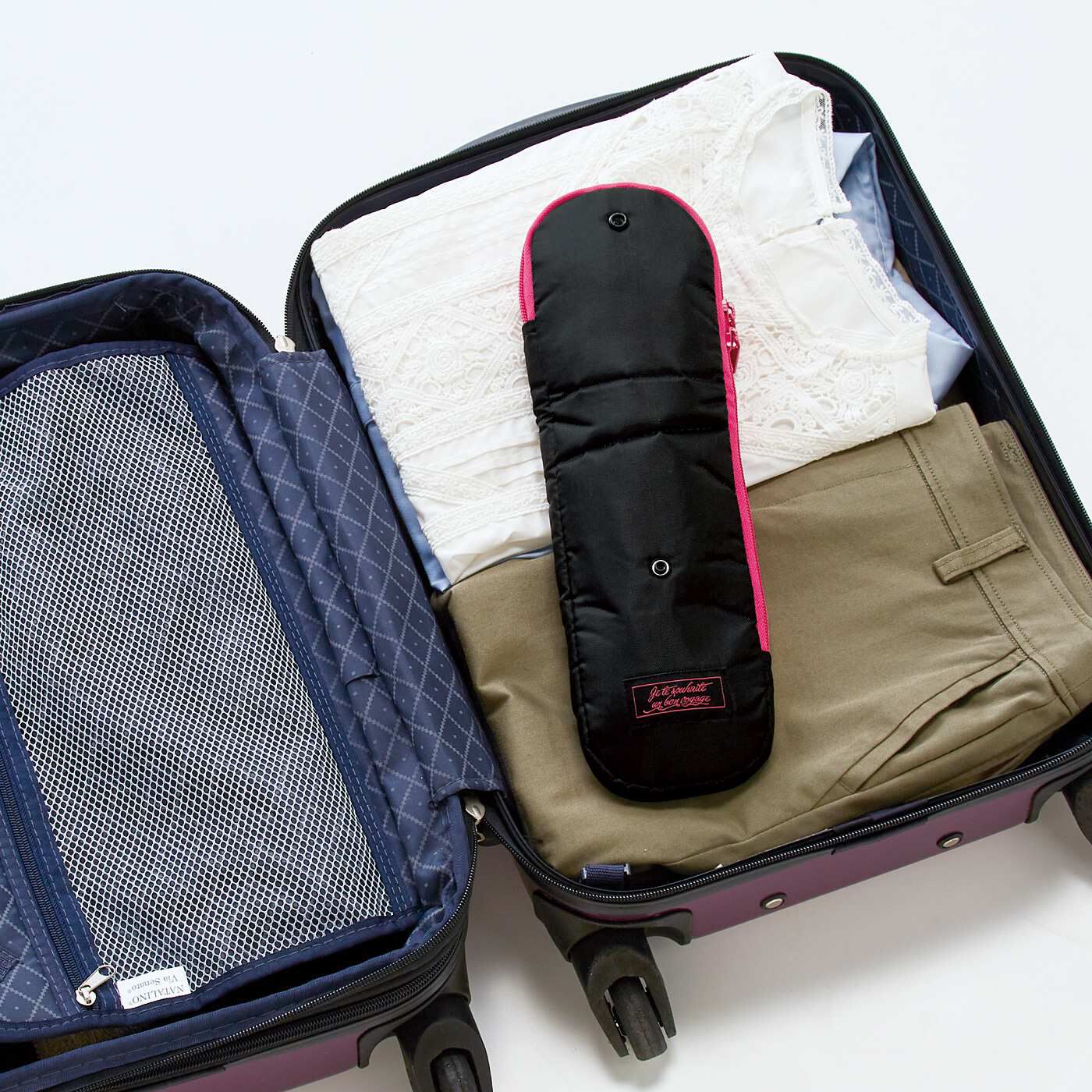 フラフィール|一時置き＆持ち運びに便利！サイズ調整できる耐熱ヘアアイロンケース|旅行や出張にヘアアイロンを持って行く時にも便利！