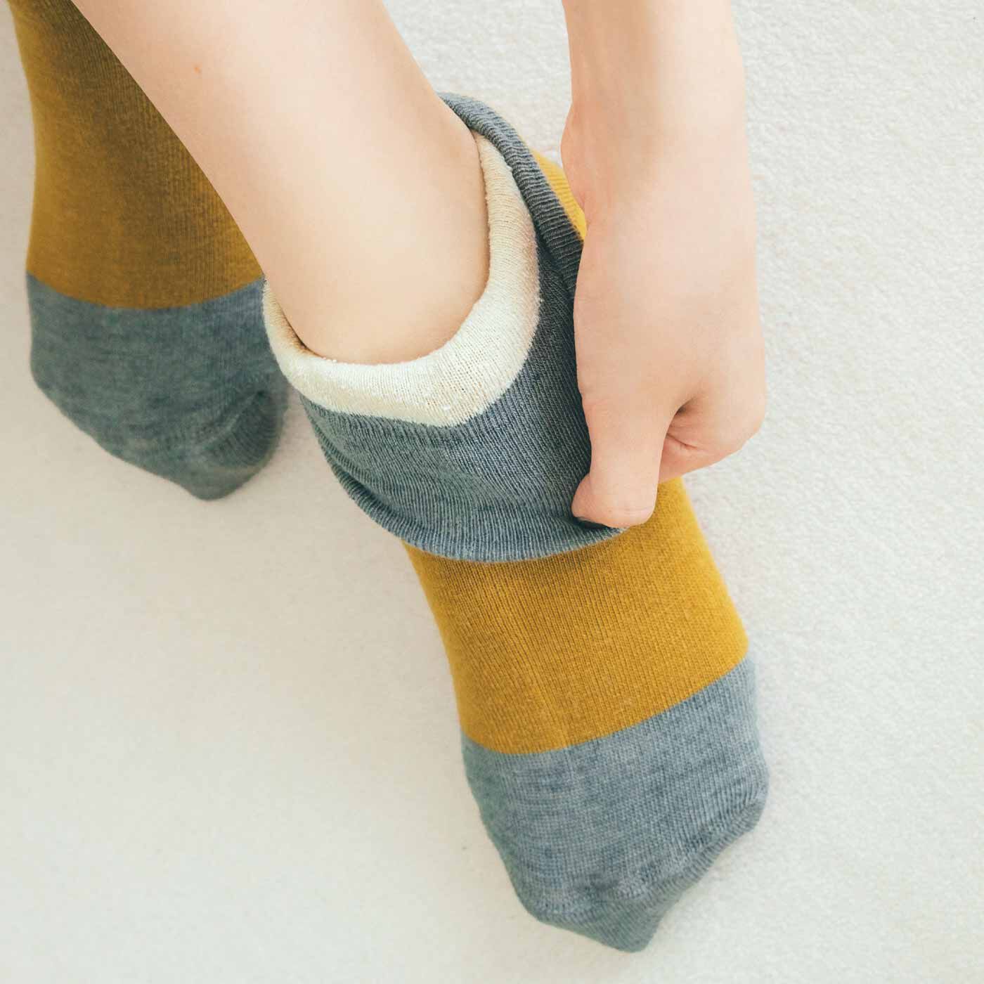 flufeel|肌側シルク90％ 重ねばきいらず 2種の靴下をひとつに編んだ二重編みソックスの会|足先まですっぽりシルク