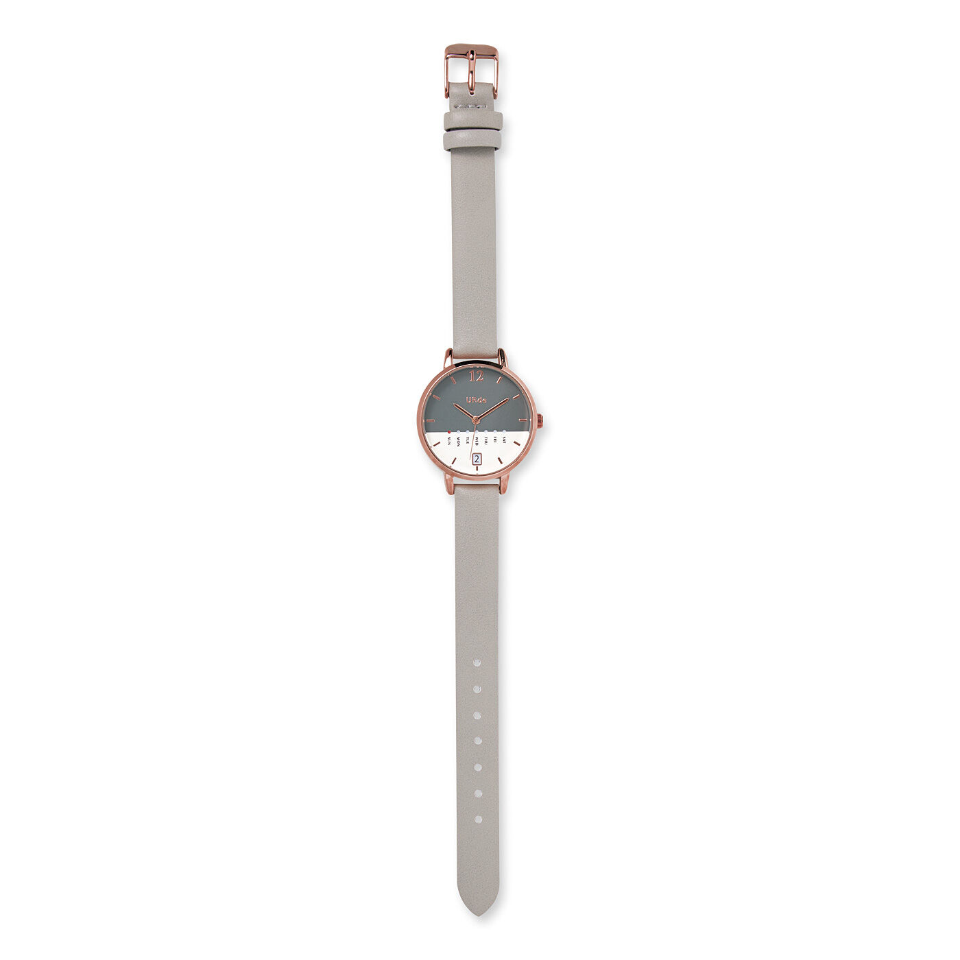 フェリシモの雑貨 Kraso|UP.de　曜日と日付がひと目でわかる ニュアンスカラーの2トーンが素敵な腕時計の会|〈ブルーフォグ〉