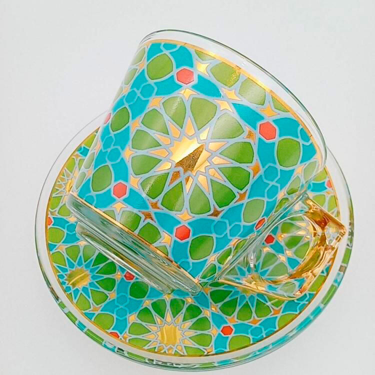 フェリシモの雑貨 Kraso|カップ＆ソーサー（PASABAHCE）Mosaic Tile Green 2