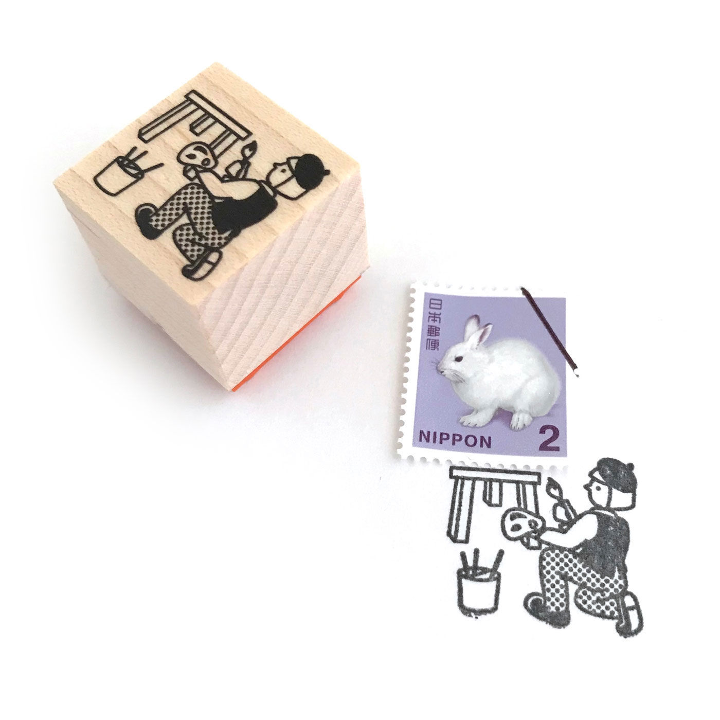 フェリシモの雑貨 Kraso|手紙に物語を添える「切手のこびと」|お申込みタイプ2：切手の画家　サイズ（印面）2.5cm×2.5cm